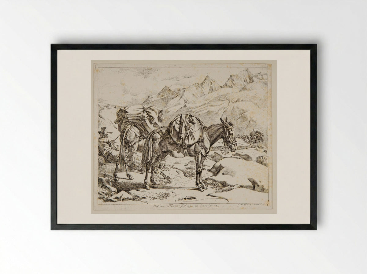 On La Furca, Switzerland - Johann Adam Klein - Framed Print Black