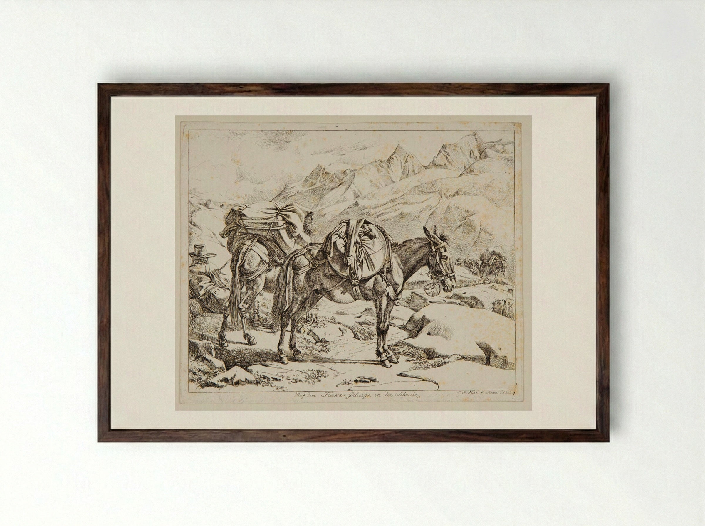 On La Furca, Switzerland - Johann Adam Klein - Framed Print Dark Wood