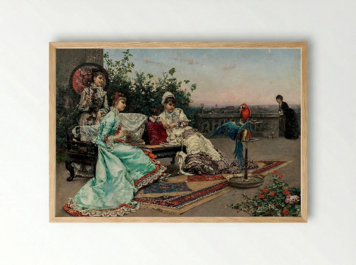 On The Terrace - Julius LeBlanc Stewart - Framed Print Wood
