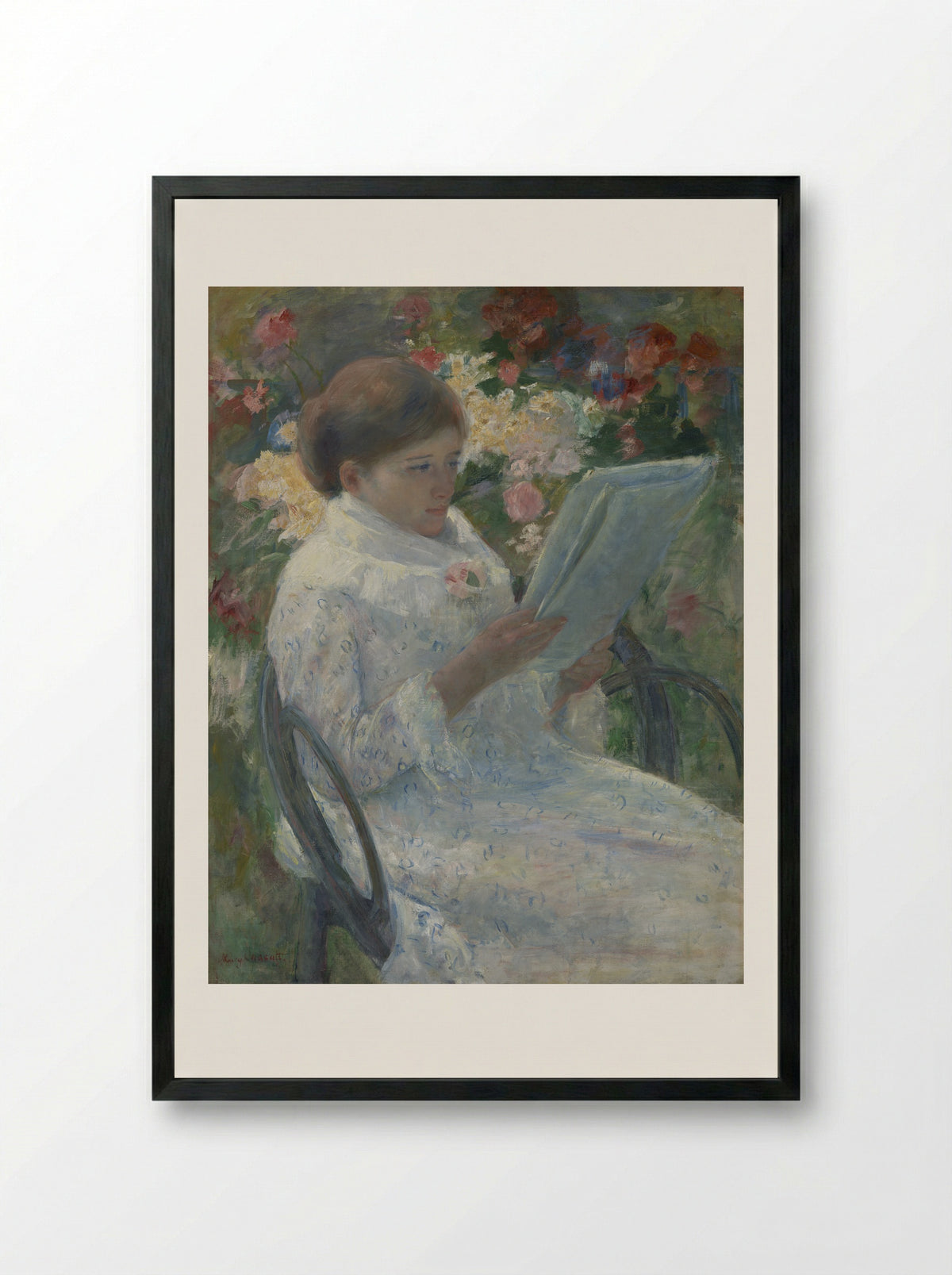 On a Balcony - Mary Cassatt - Framed Print Black