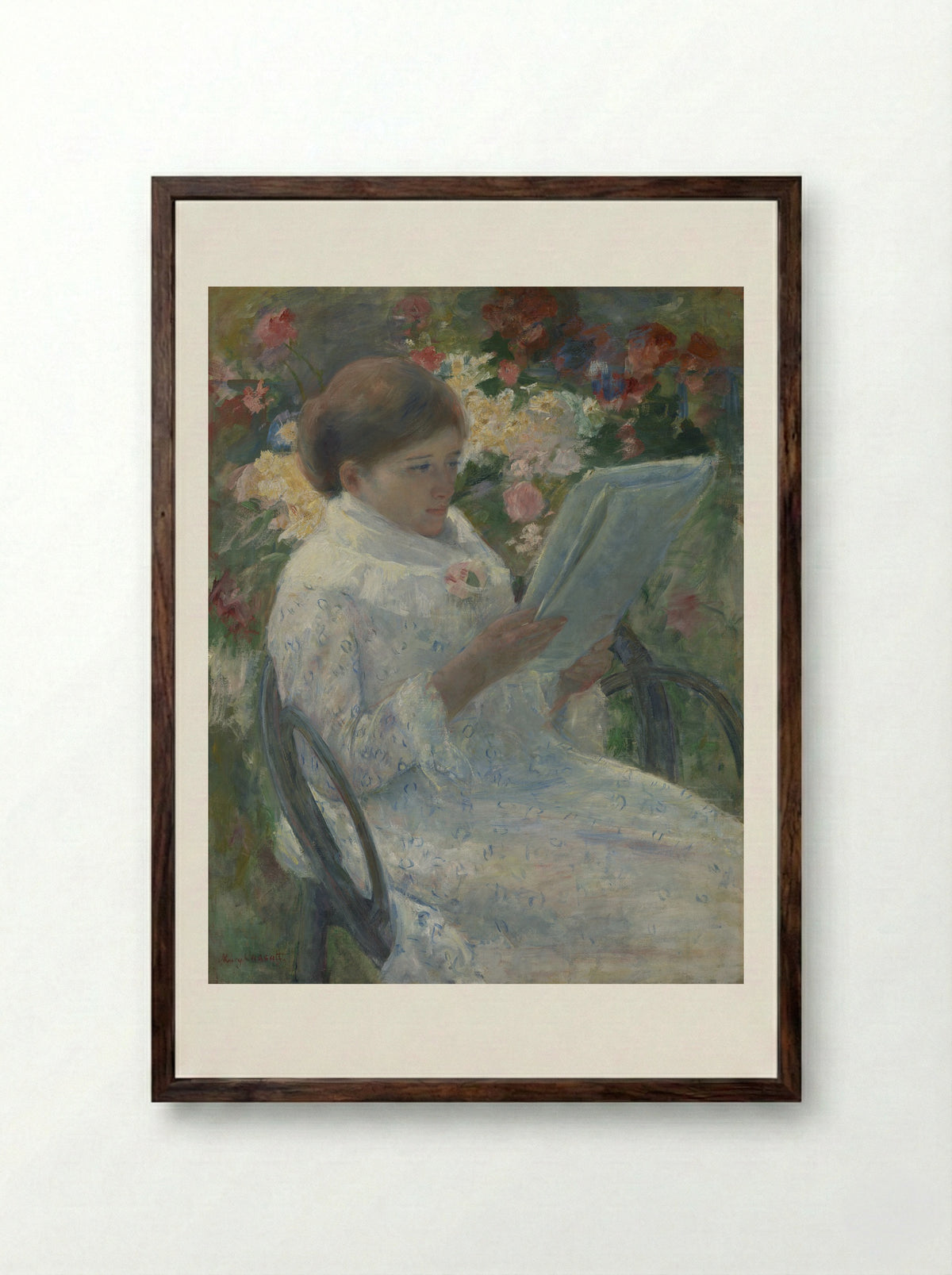 On a Balcony - Mary Cassatt - Framed Print Dark Wood
