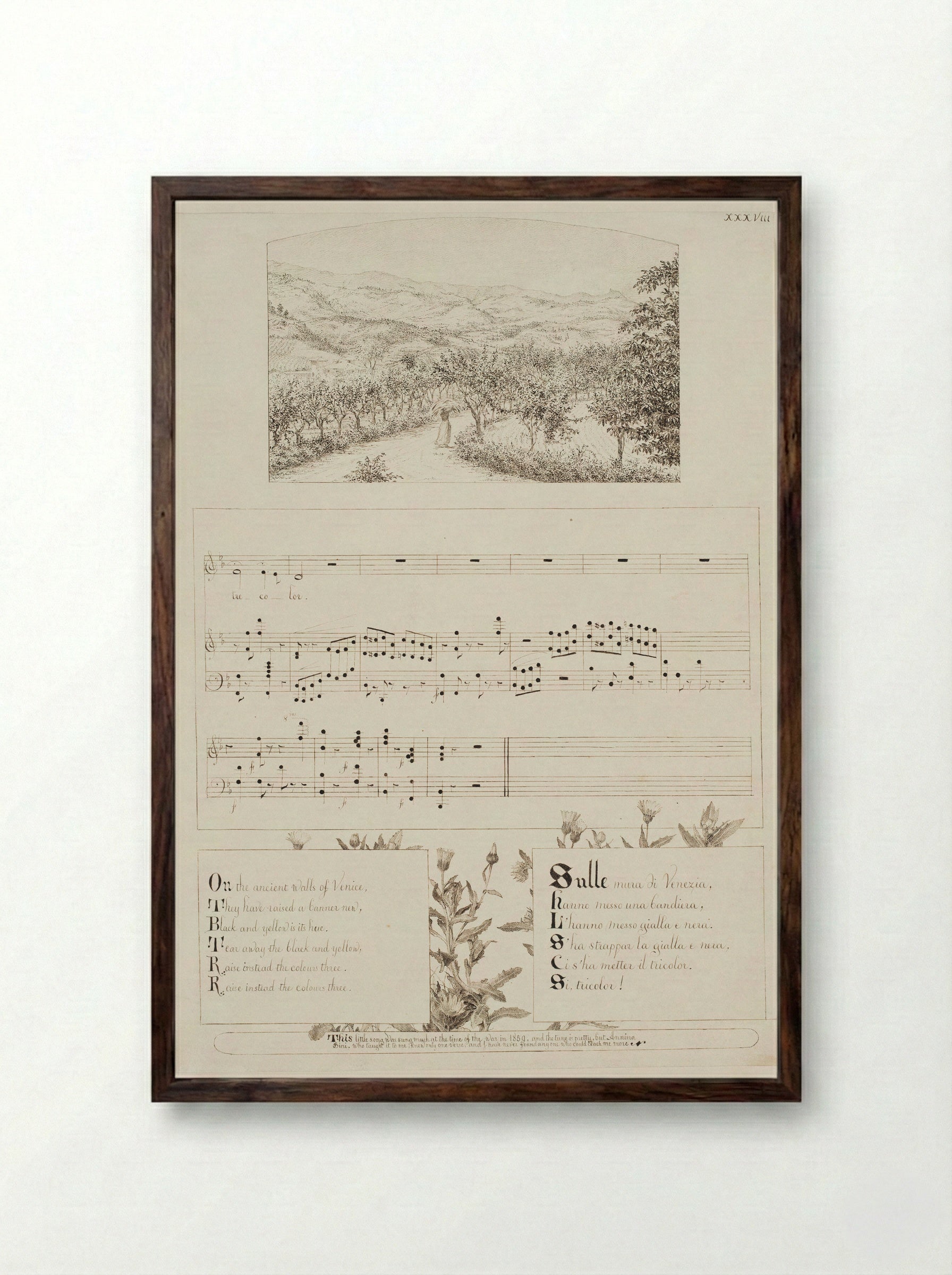 On the Ancient Walls of Venice - Francesca Alexander - Framed Print Dark Wood