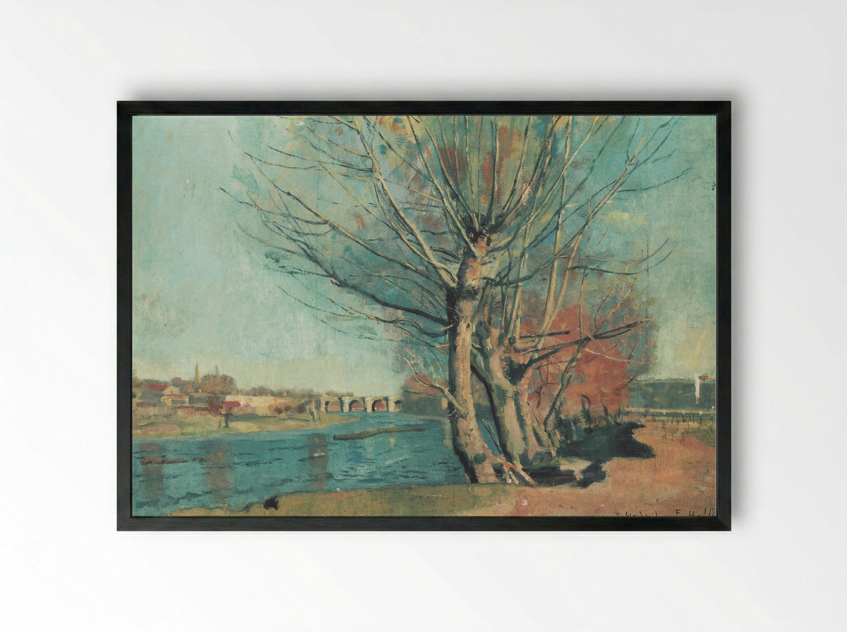 On the Banks of the Manzanares - Ferdinand Hodler - Framed Print Black