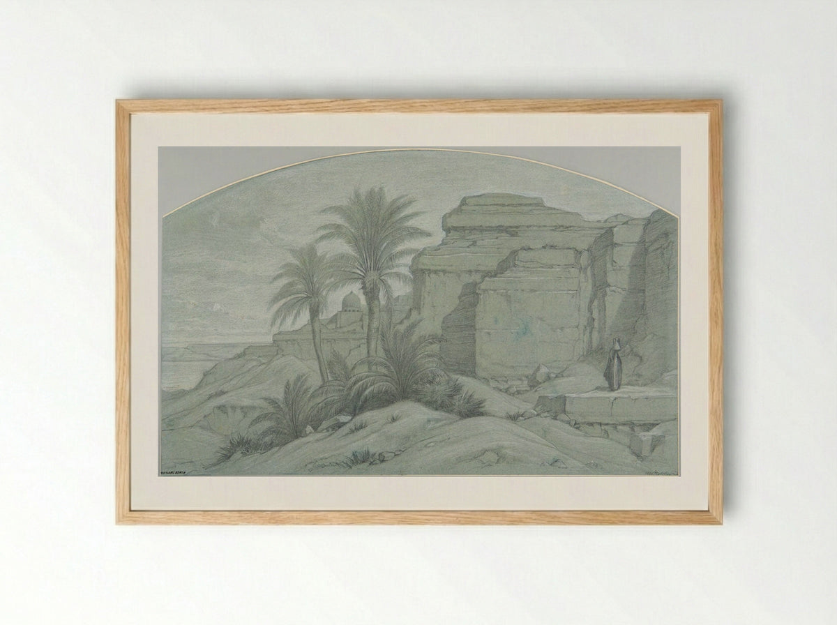 On the Banks of the Nile - François-Edouard Bertin - Framed Print Wood