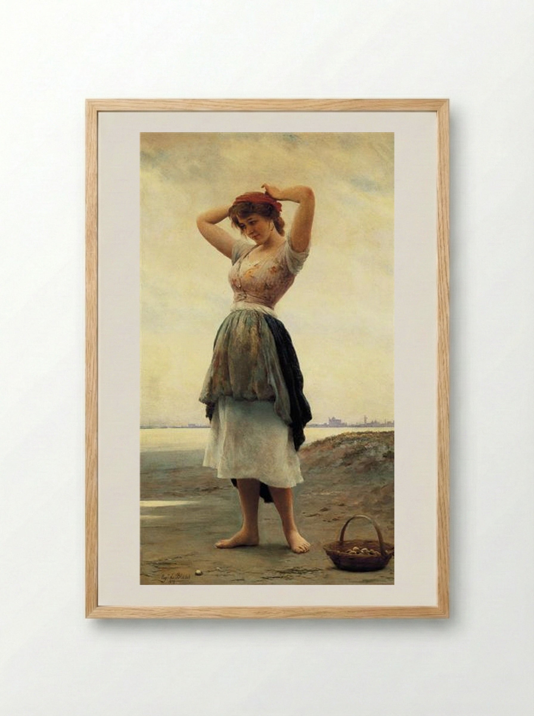 On the Beach - Eugene de Blaas - Framed Print Wood