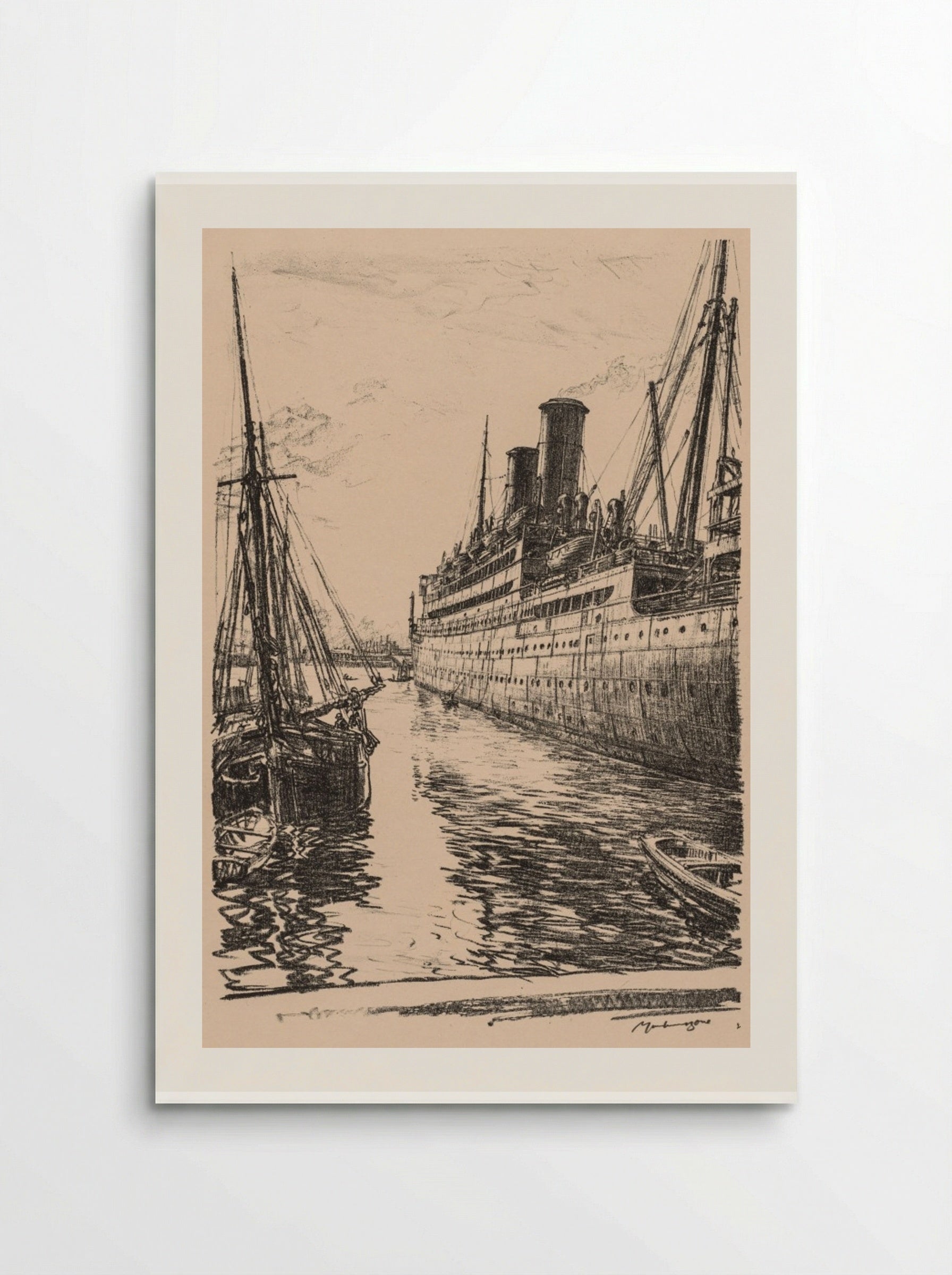 On the Clyde, 1917-1918: The Tuscania at Glasgow - Muirhead Bone - Poster