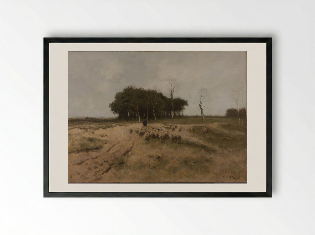On the Heath near Laren - Anton Mauve - Framed Print Black