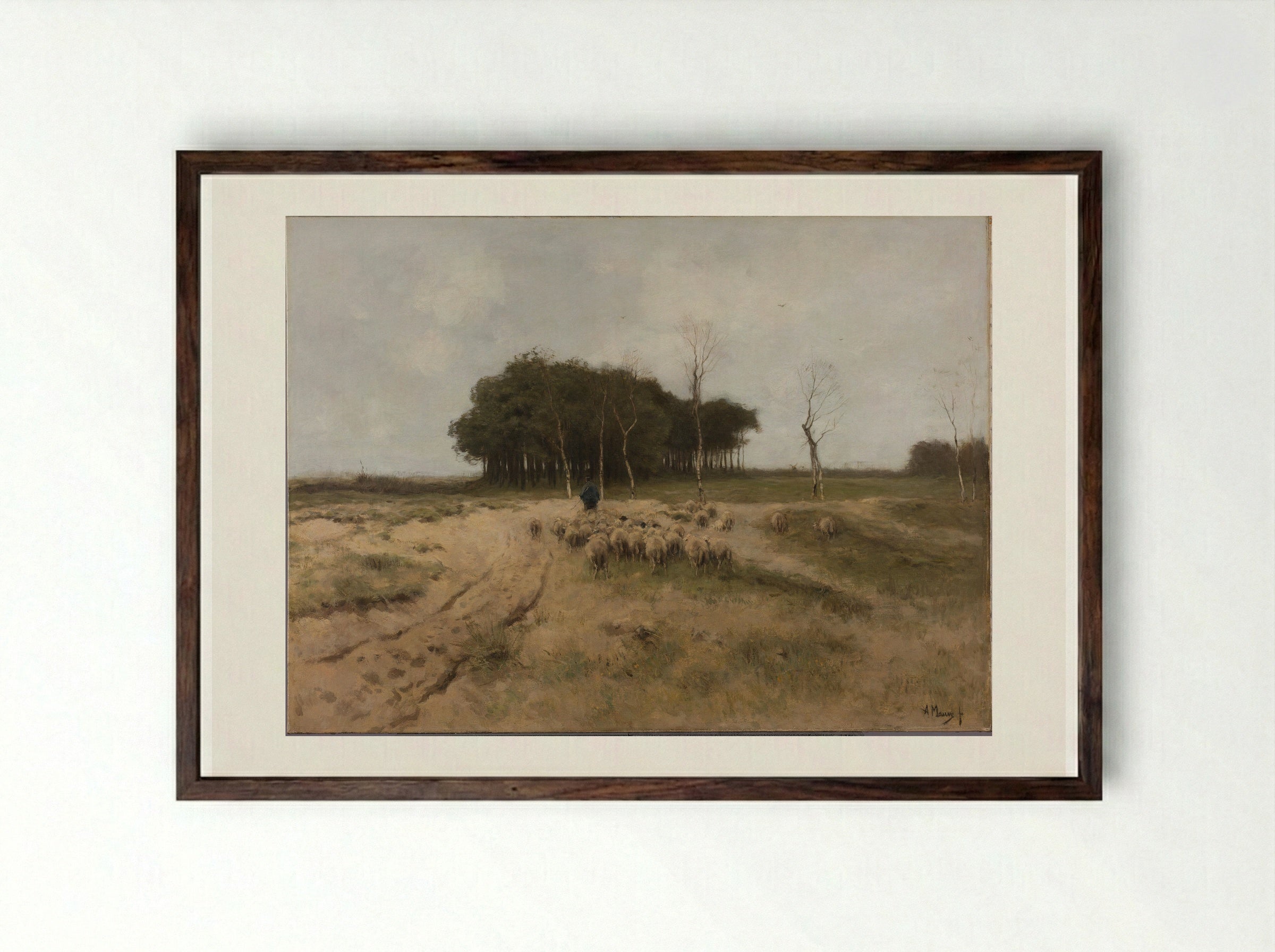 On the Heath near Laren - Anton Mauve - Framed Print Dark Wood