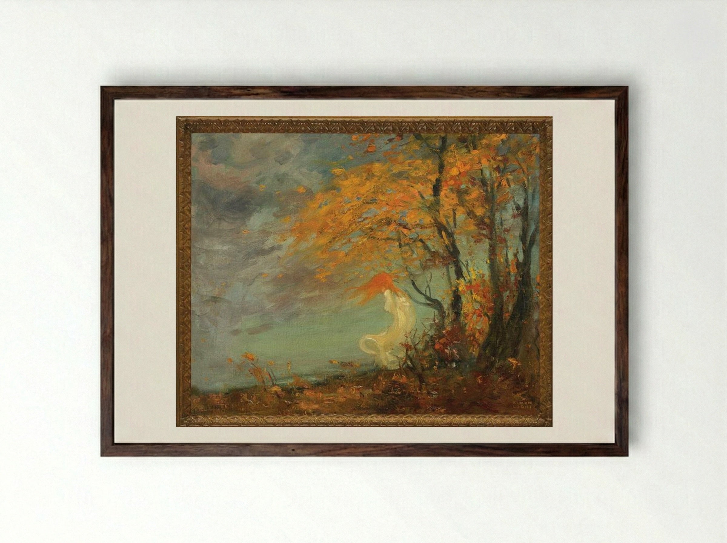 On the Lakeshore - Kimon Loghi - Framed Print Dark Wood