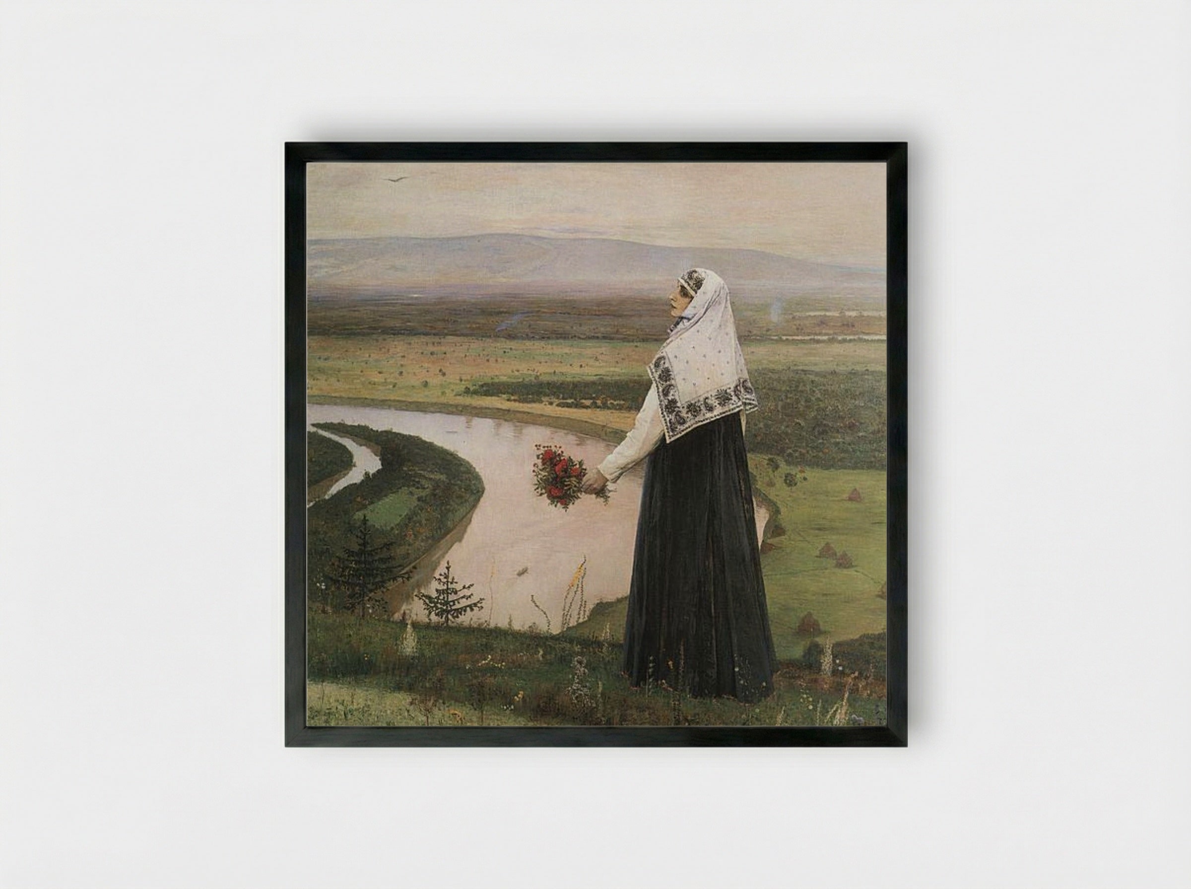 On the Mountains - Mikhail Nesterov - Framed Print Black
