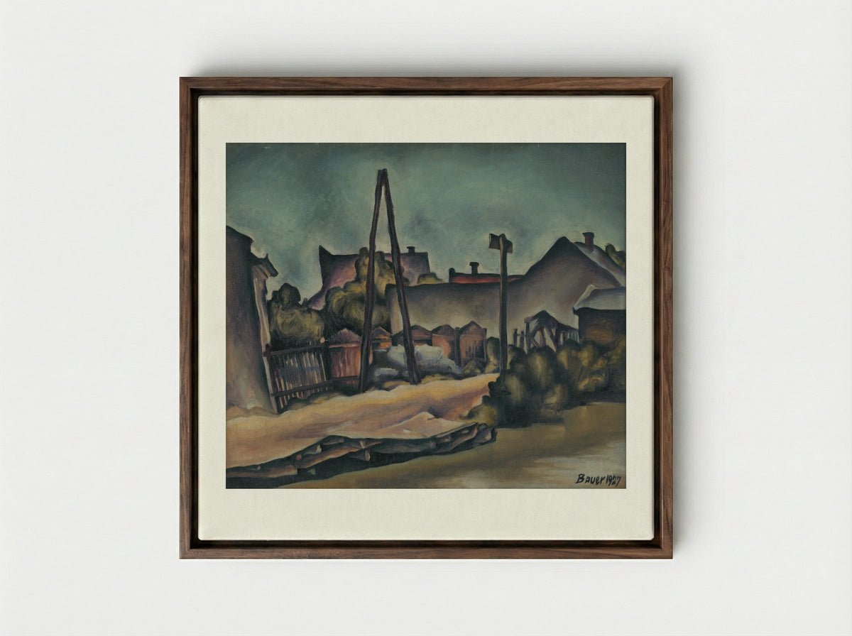On the Outskirts of Kostroma - Konstantin Bauer - Framed Canvas Dark Wood
