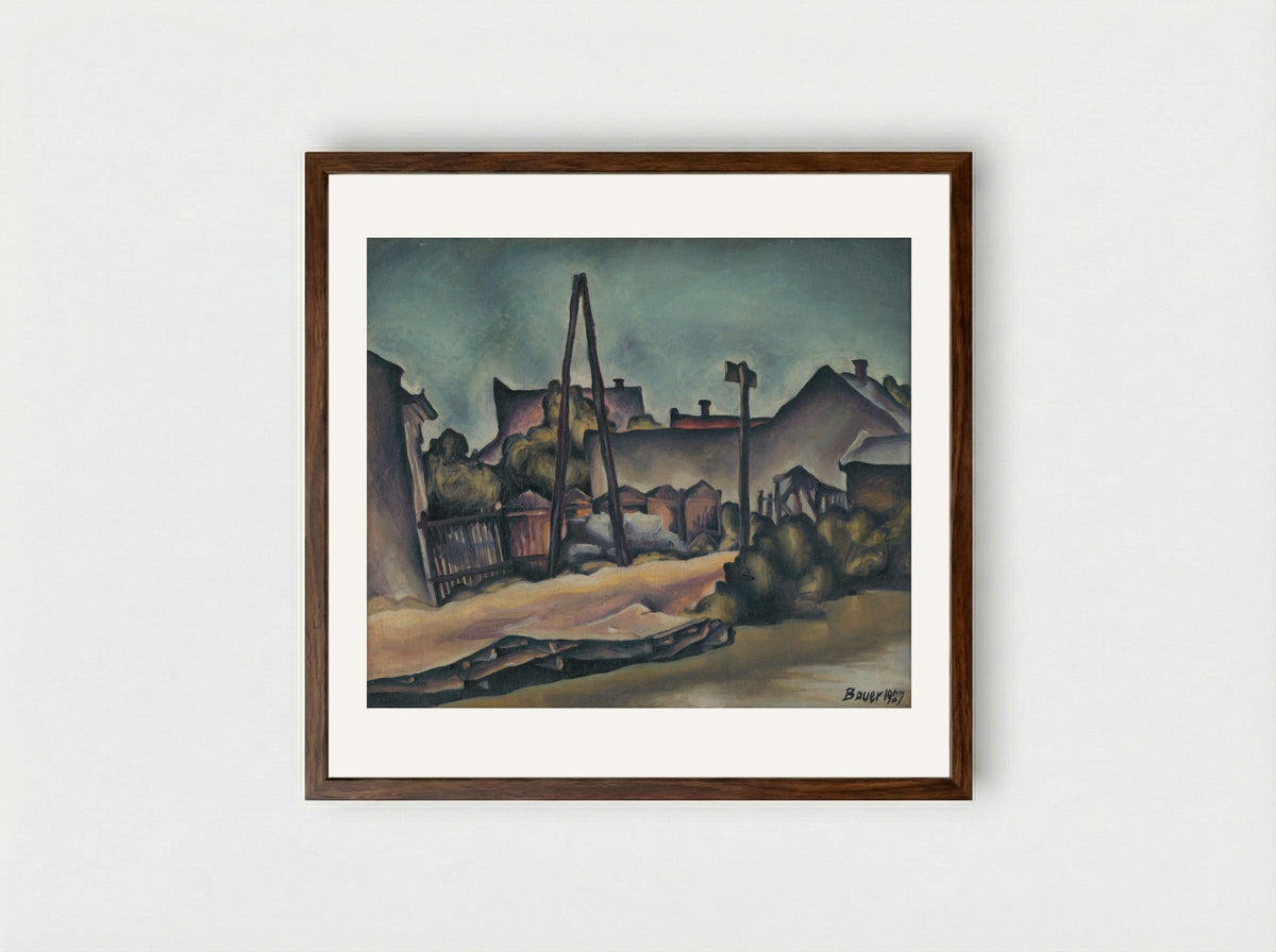 On the Outskirts of Kostroma - Konstantin Bauer - Framed Print Dark Wood