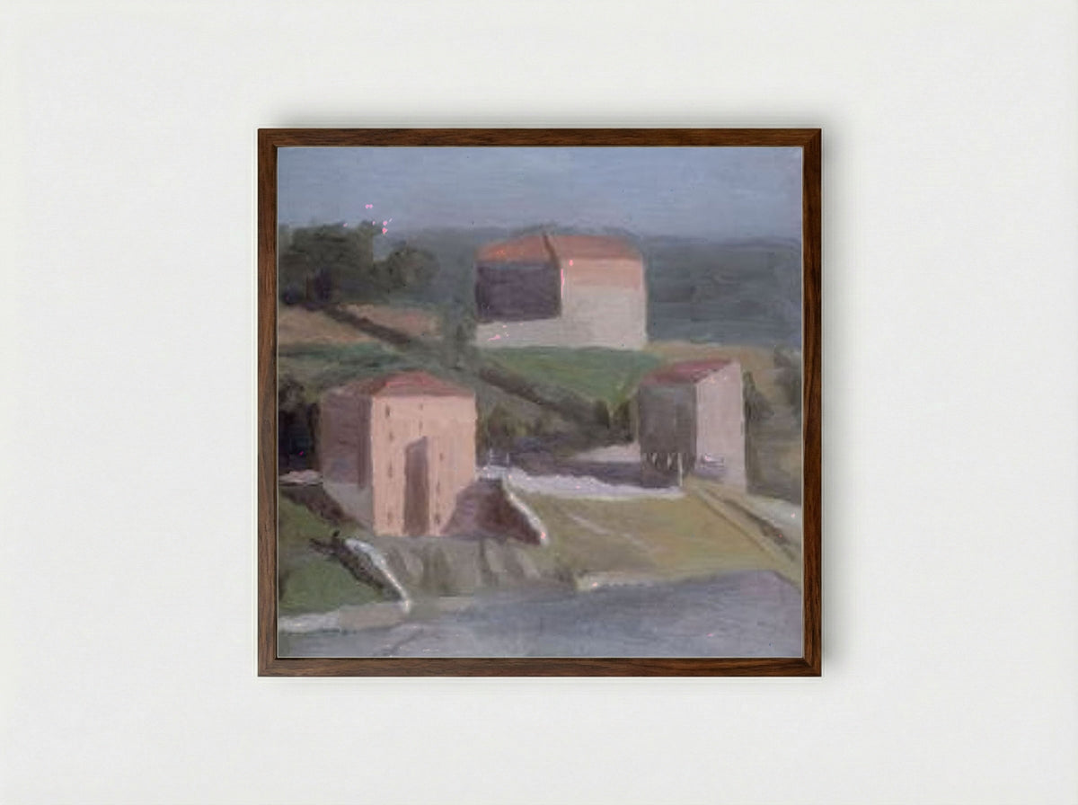 On the Outskirts of a Town - Giorgio Morandi - Framed Print Dark Wood