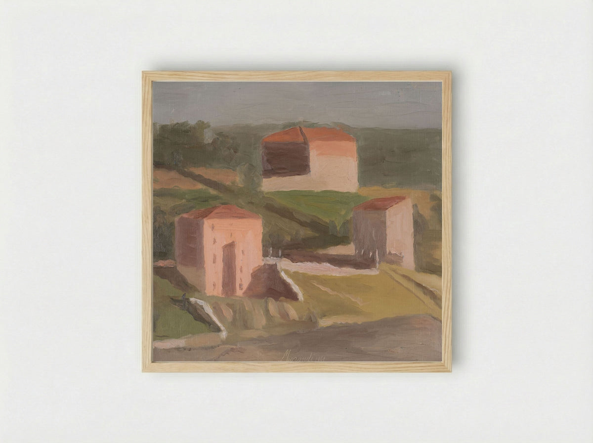 On the Outskirts of a Town - Giorgio Morandi - Framed Print Wood