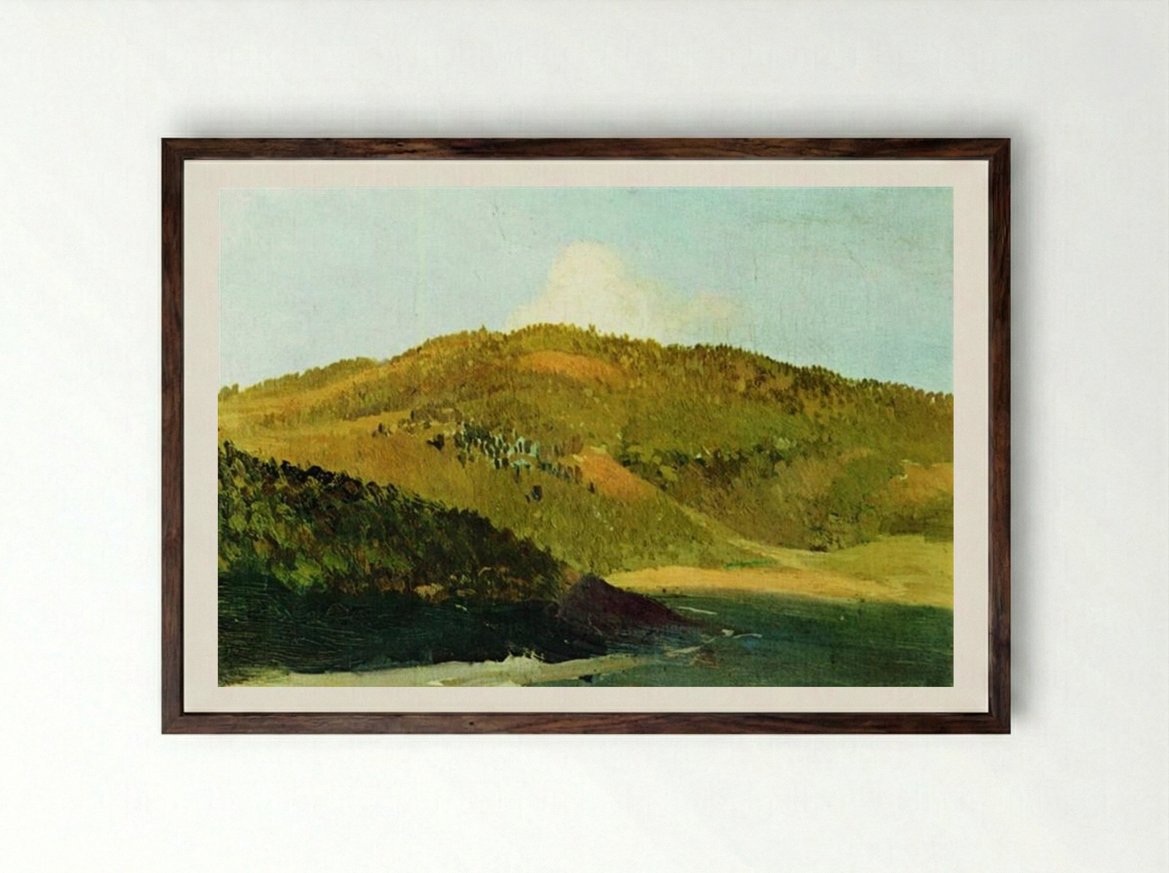 On the Peaks of the Yaila - Isaac Levitan - Framed Print Dark Wood