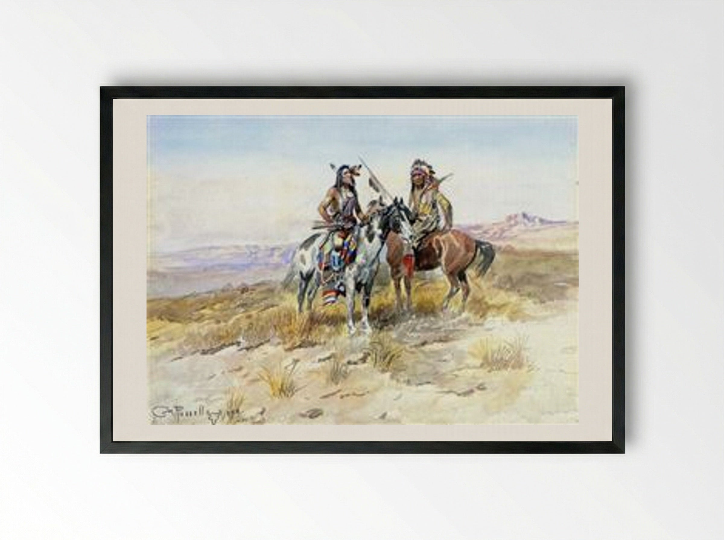 On the Prowl - Charles M. Russell - Framed Print Black