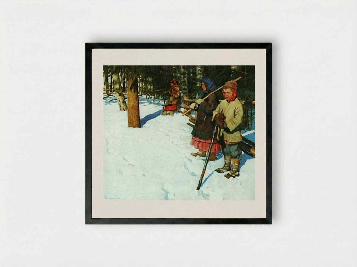 On the Raid - Nikolay Bogdanov-Belsky - Framed Print Black