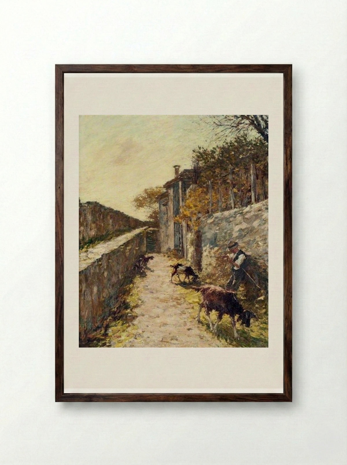 On the Ramparts - Henry Herbert La Thangue - Framed Print Dark Wood
