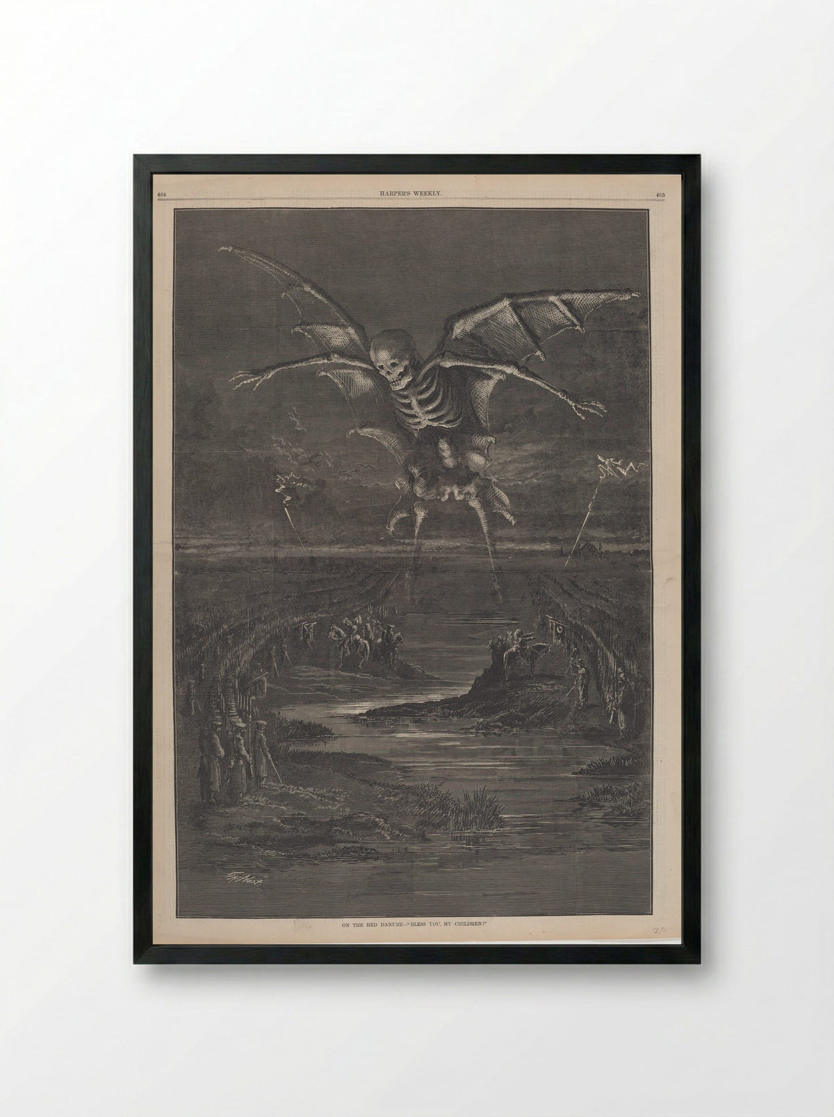 On the Red Danube - Thomas Nast - Framed Print Black