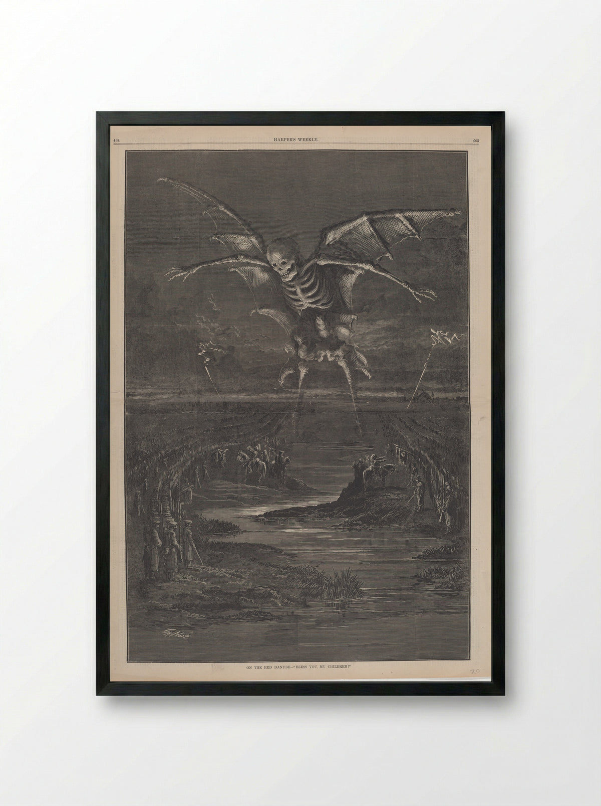 On the Red Danube - Thomas Nast - Framed Print Black
