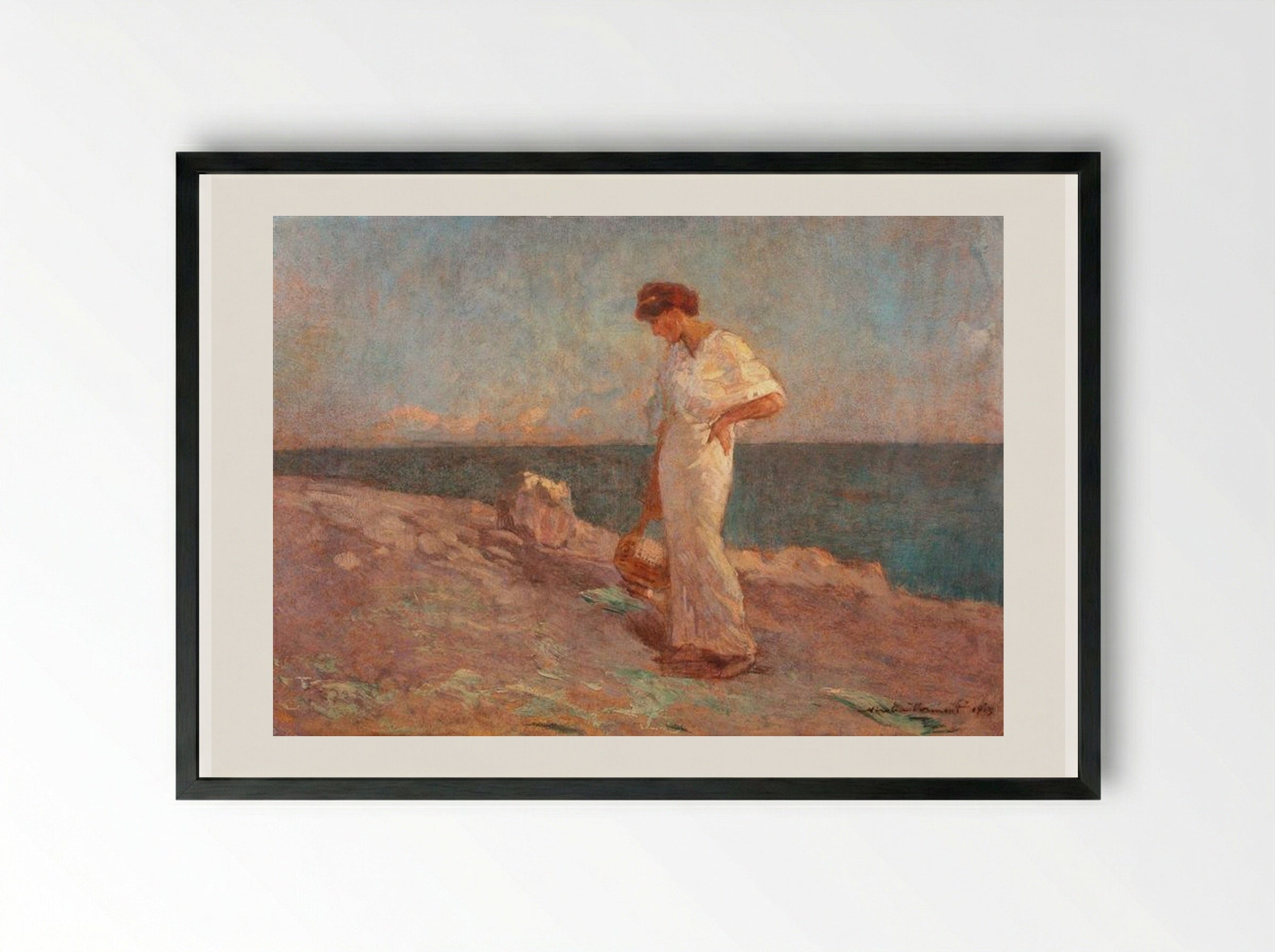 On the Seashore - Nicolae Vermont - Framed Print Black