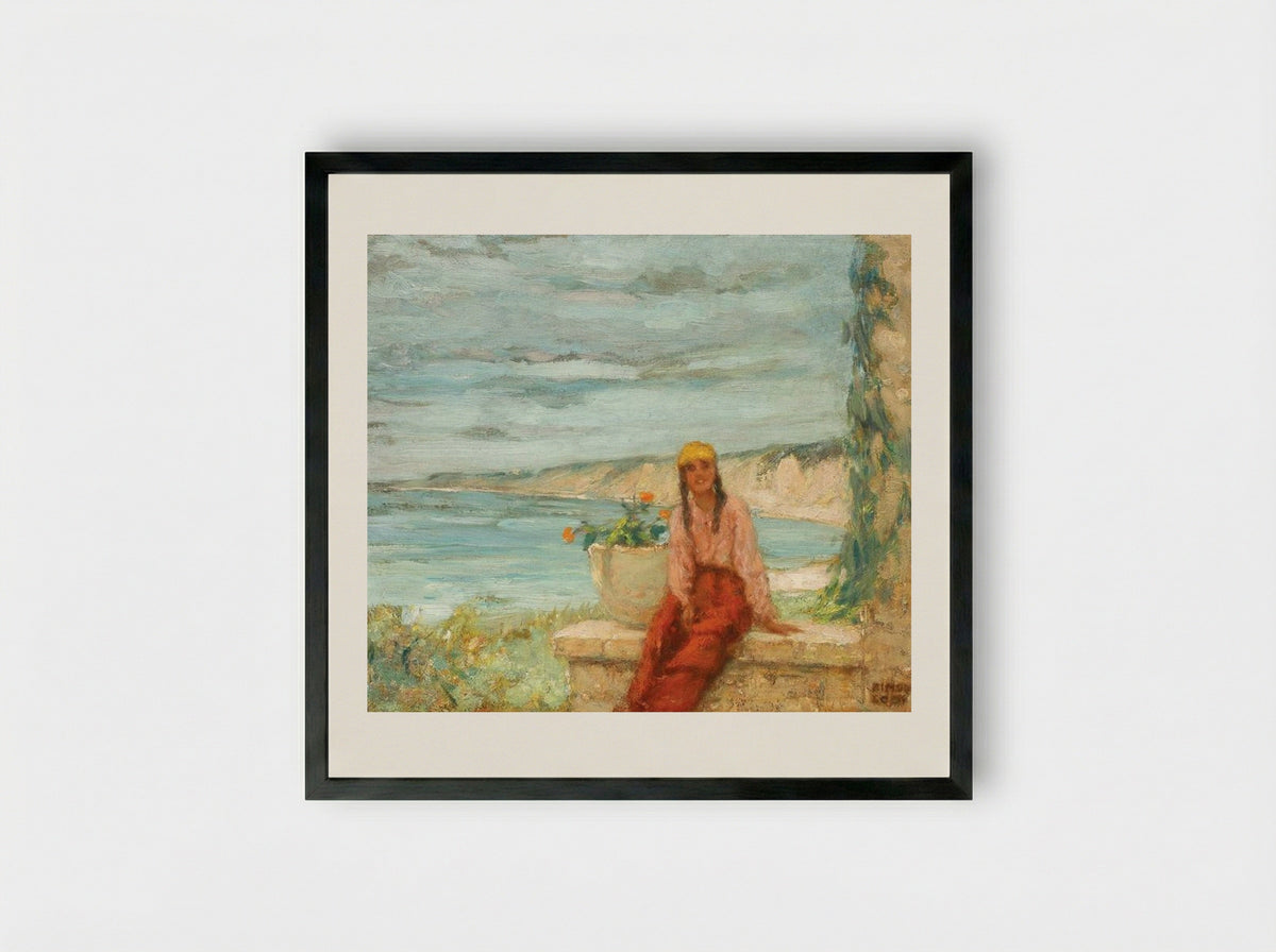 On the Seashore - Kimon Loghi - Framed Print Black