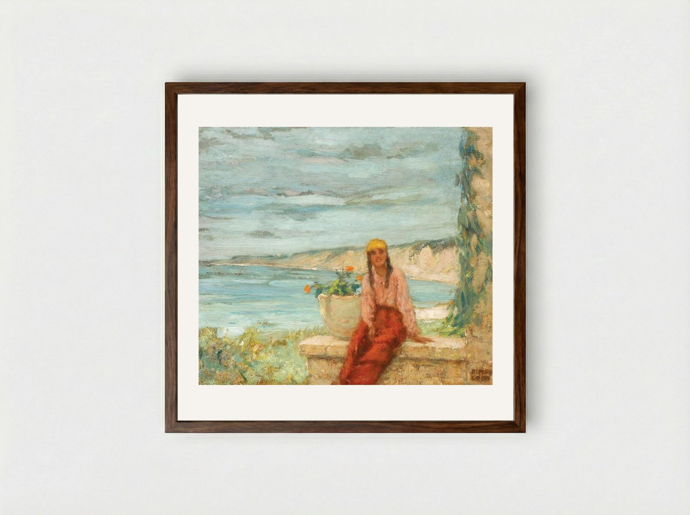On the Seashore - Kimon Loghi - Framed Print Dark Wood
