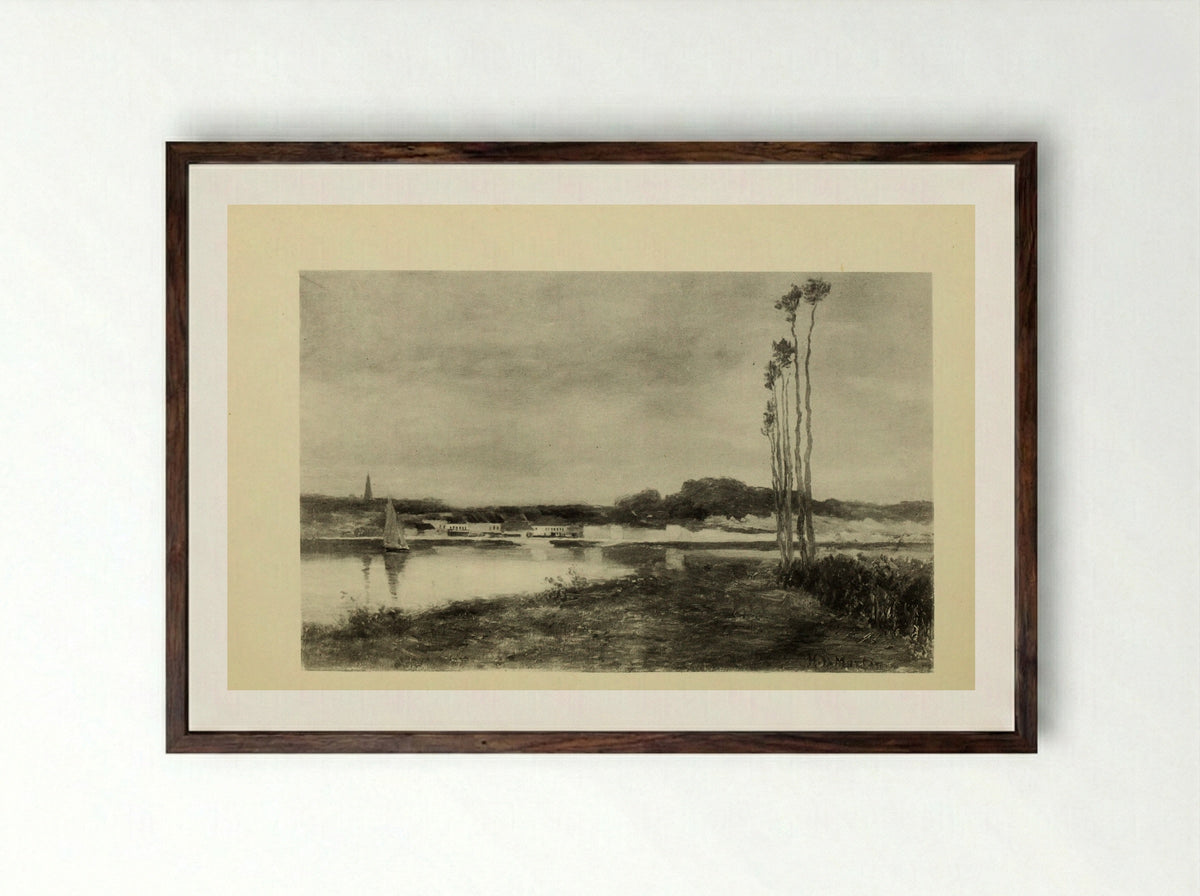 On the Seine - Homer Dodge Martin - Framed Print Dark Wood