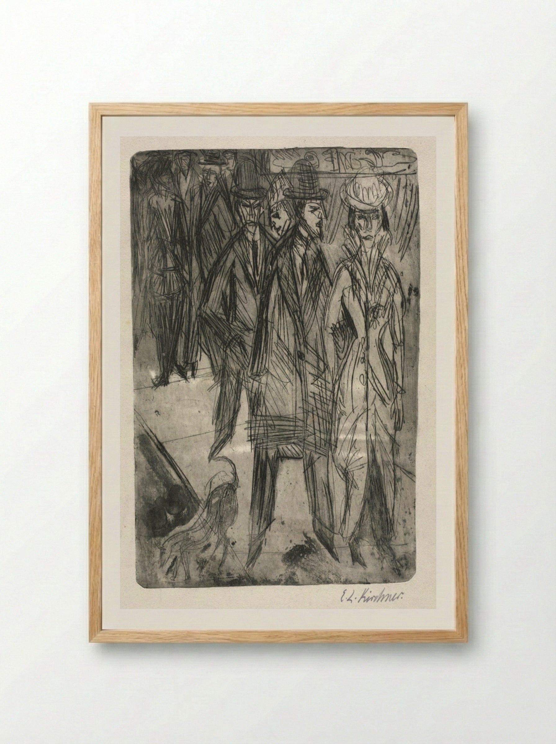 On the Street - Ernst Ludwig Kirchner - Framed Print Wood