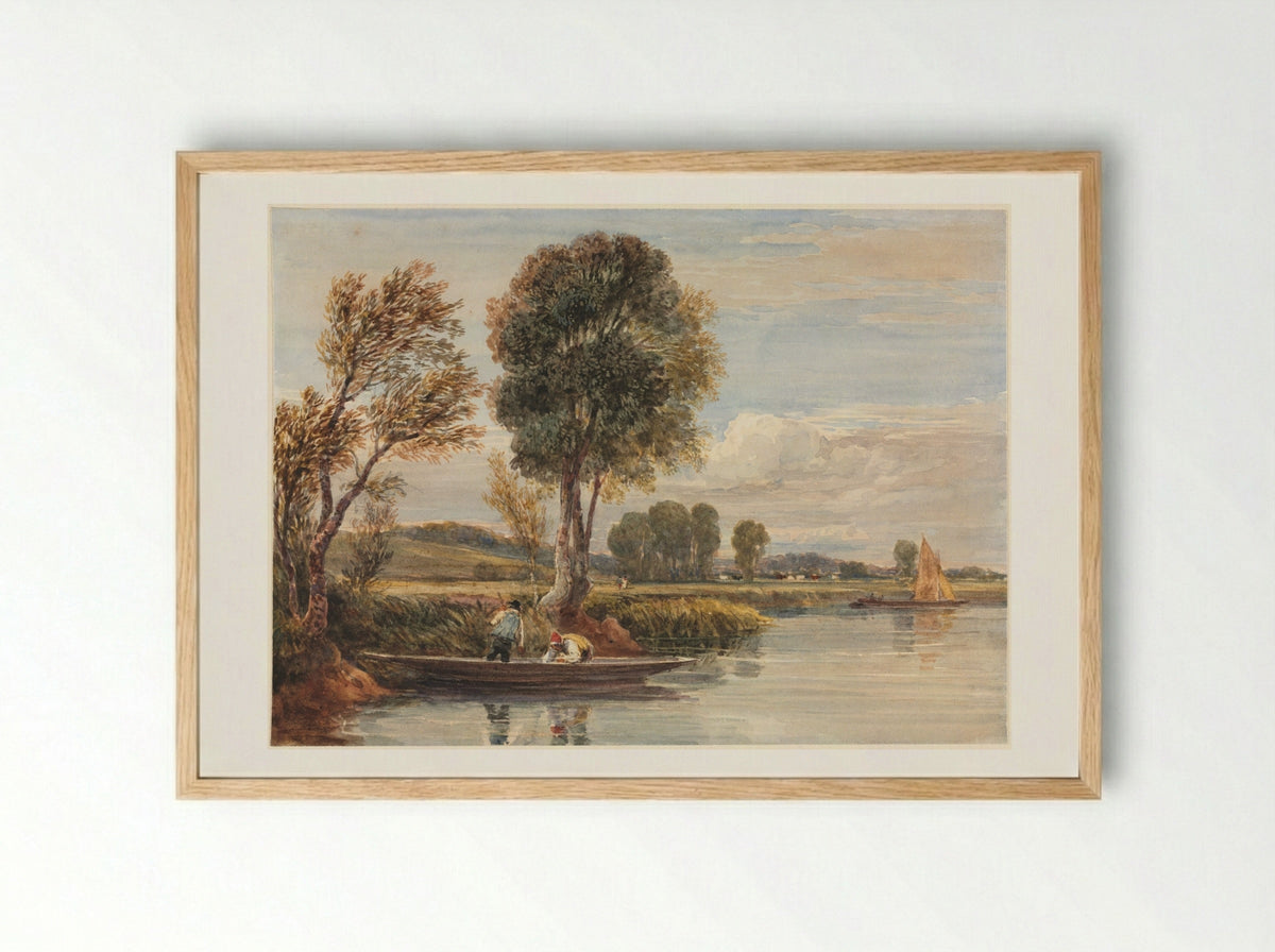 On the Thames - David Cox - Framed Print Wood