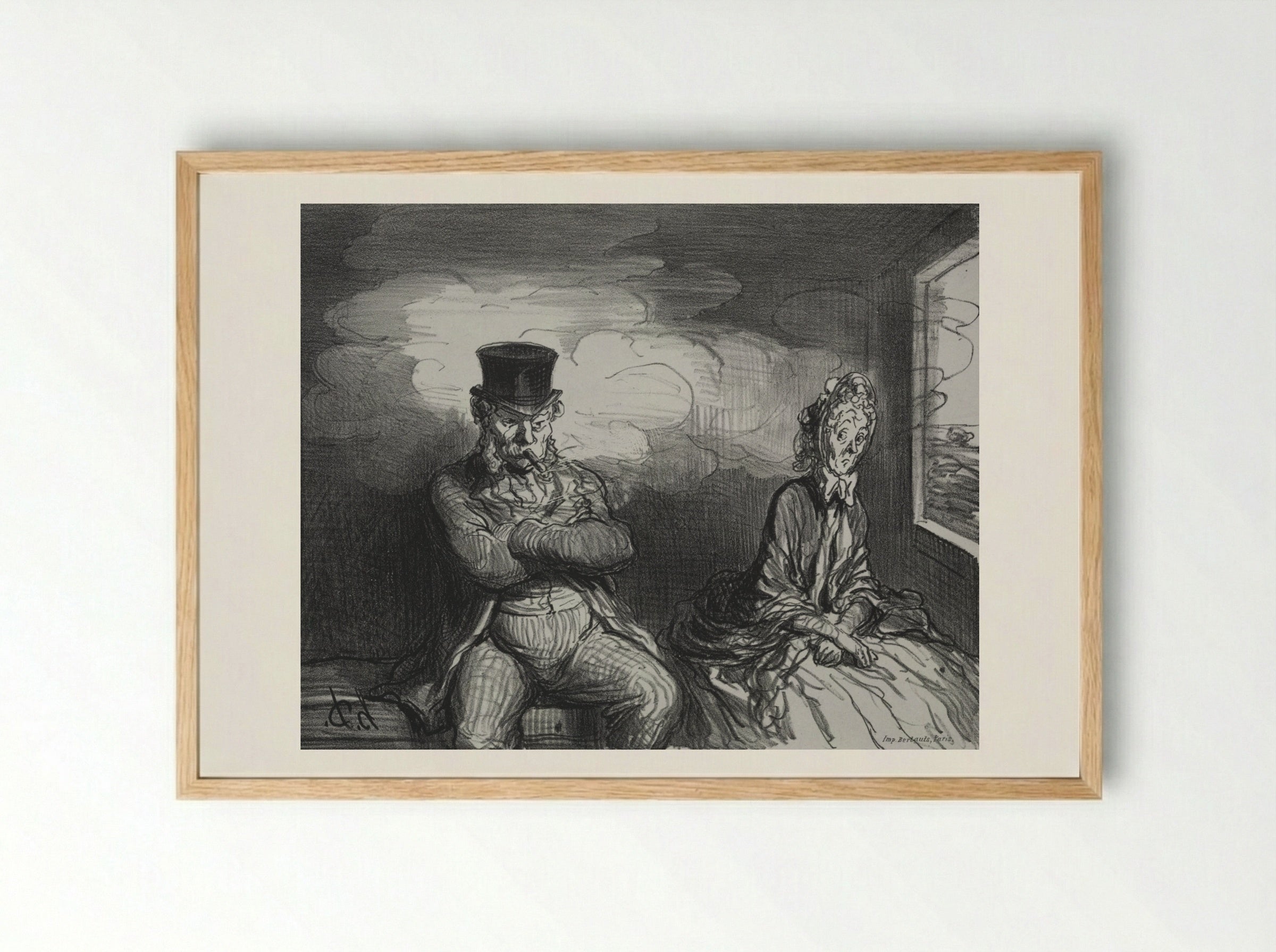 On the Train: A Pleasant Companion - Honoré Daumier - Framed Print Wood