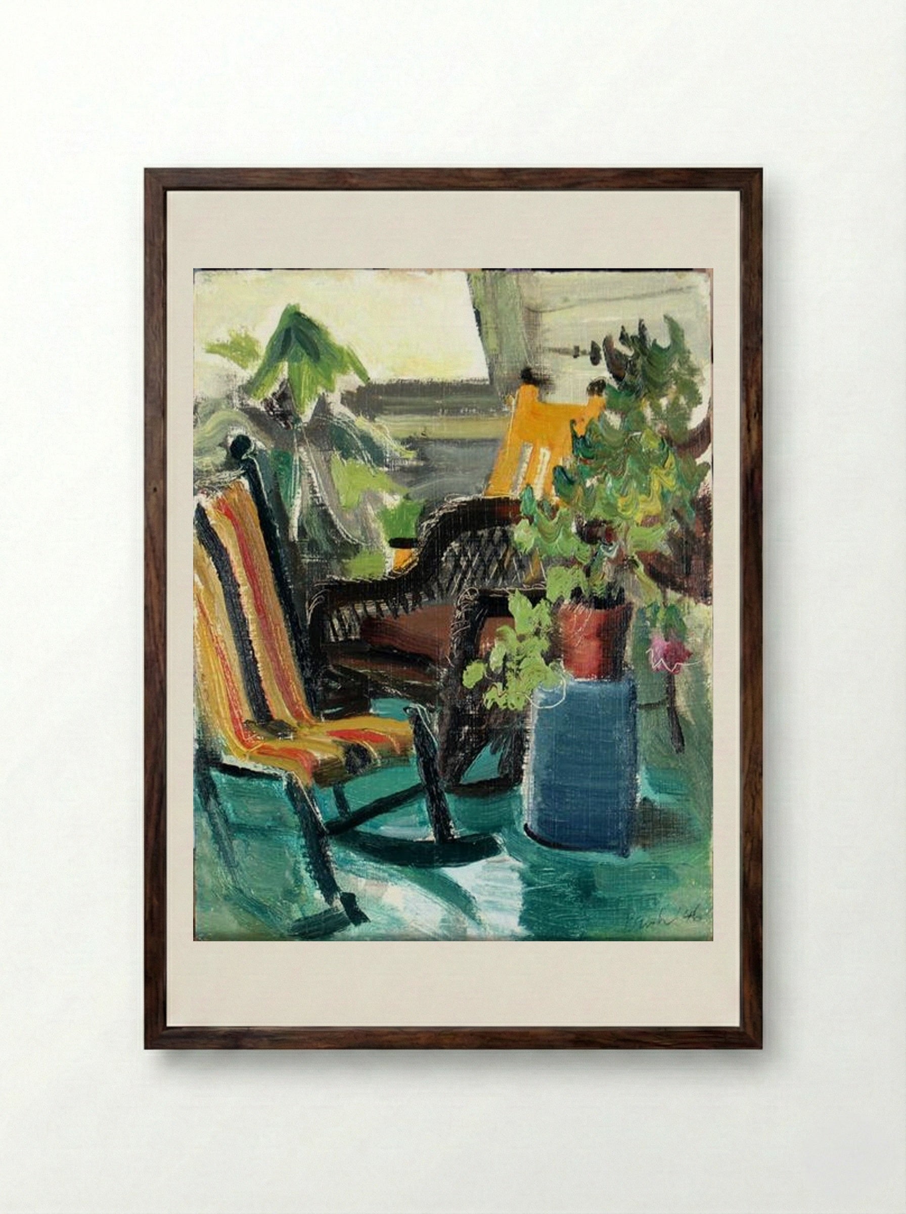 On the Verandah, Belfountain - Jack Bush - Framed Print Dark Wood