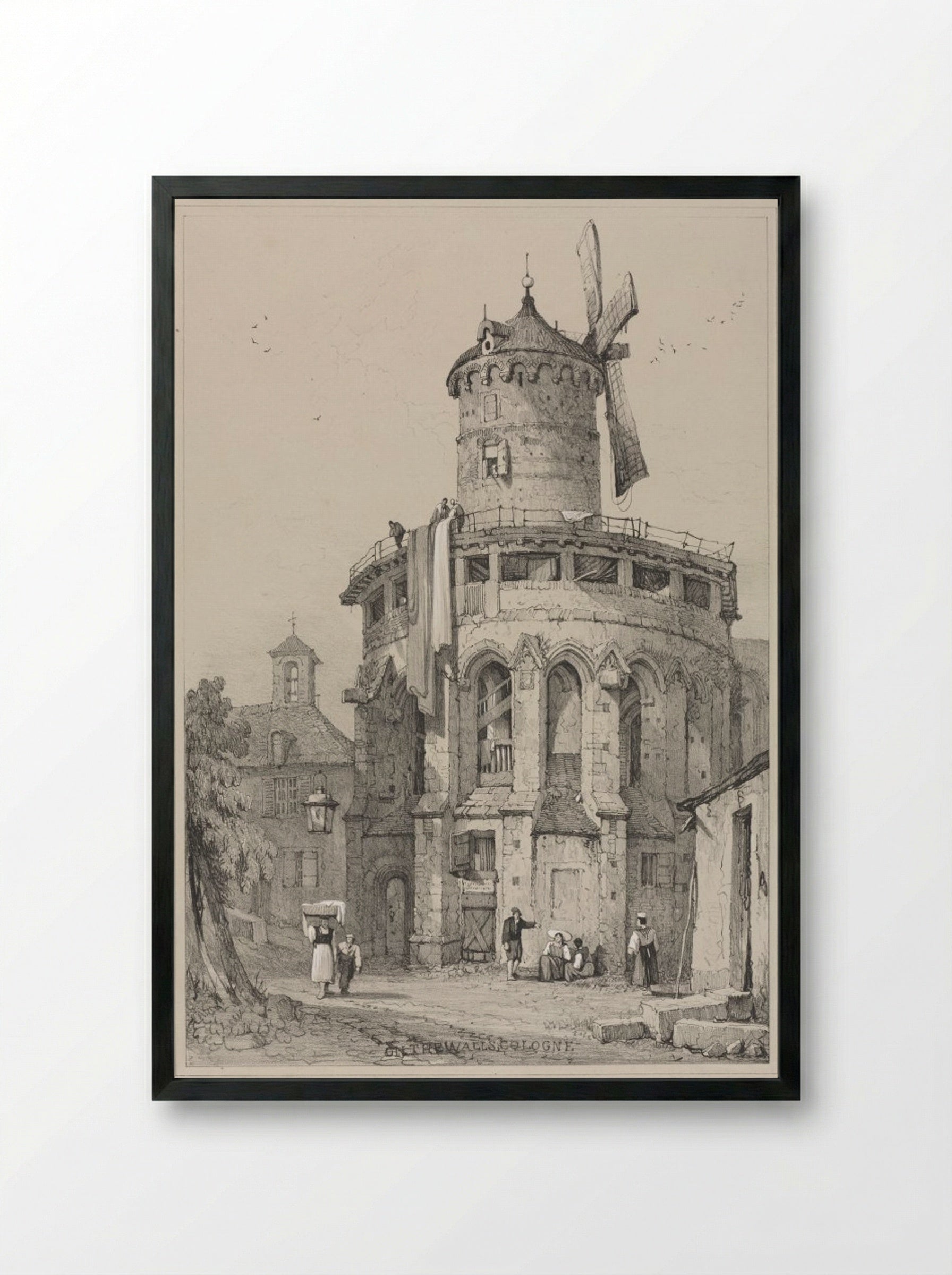 On the Walls, Cologne - Samuel Prout - Framed Print Black