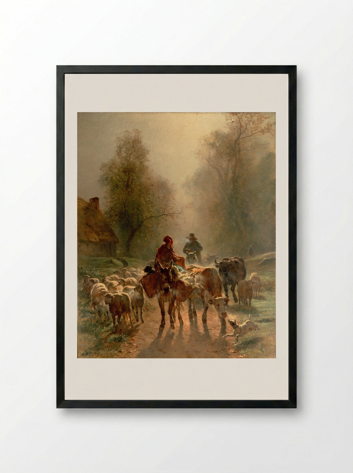 On the Way to the Market - Constant Troyon - Framed Print Black