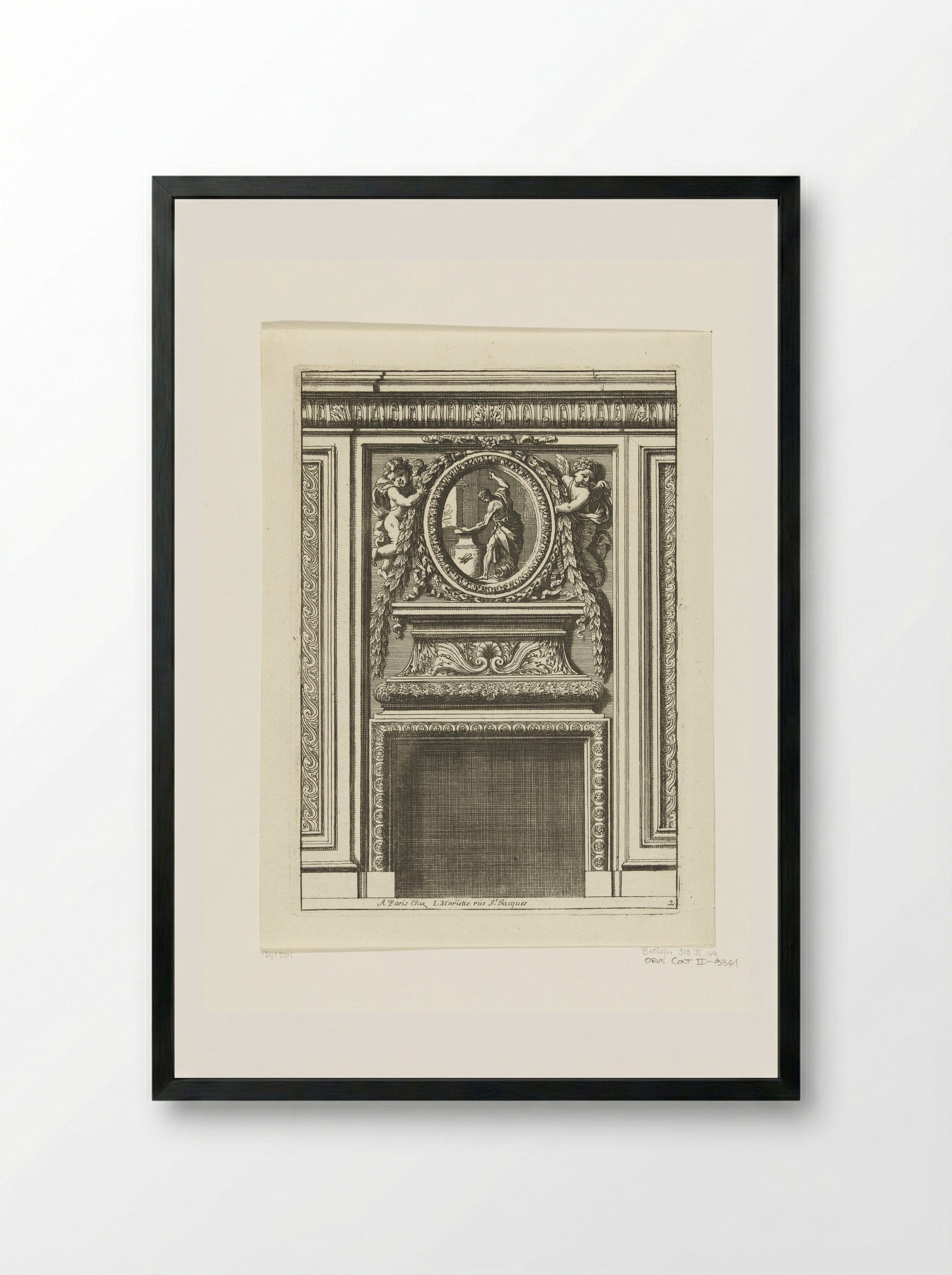 Onderboezem met ovaal medaillon - Jean Lepautre - Framed Print Black