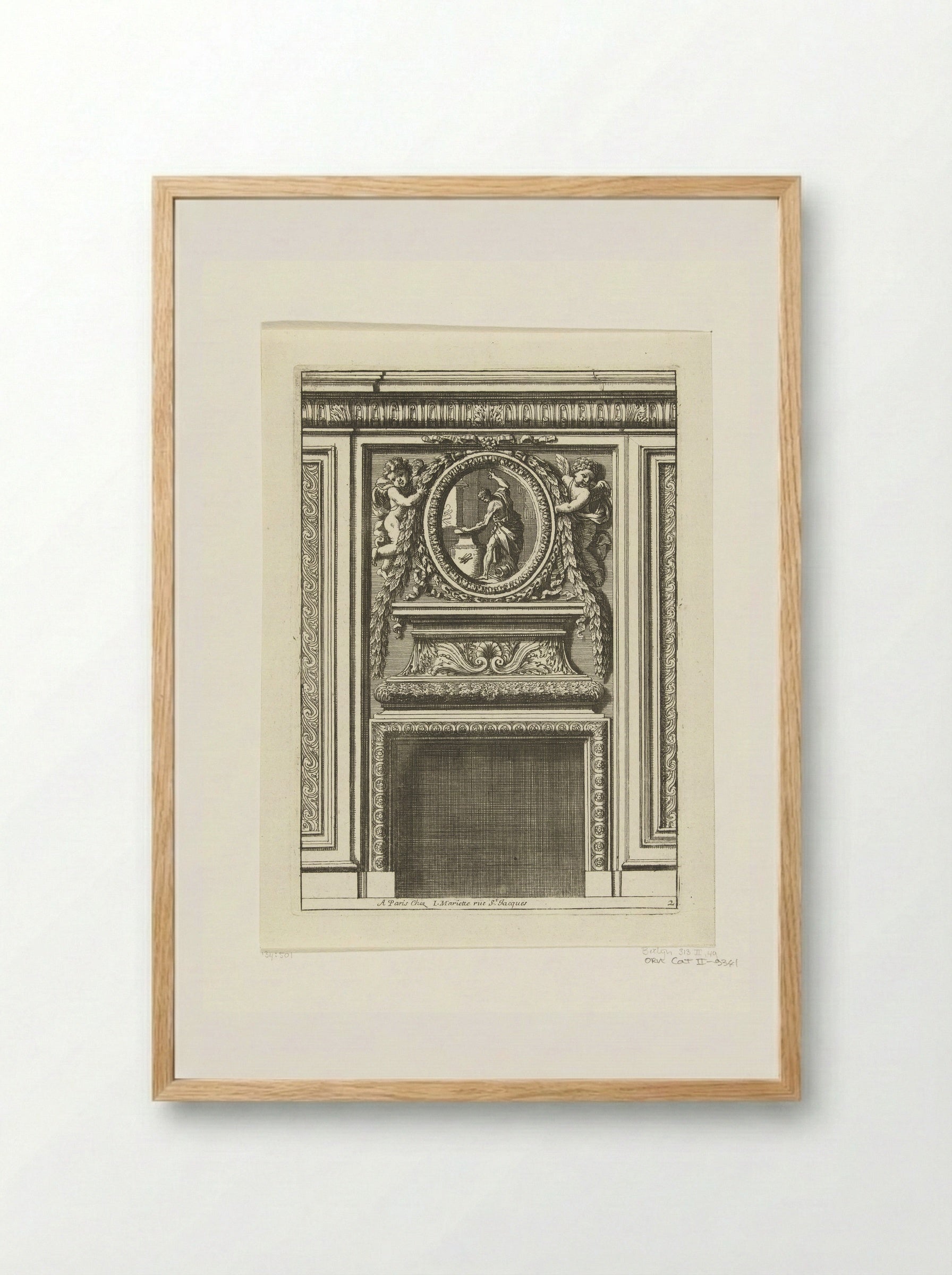 Onderboezem met ovaal medaillon - Jean Lepautre - Framed Print Wood