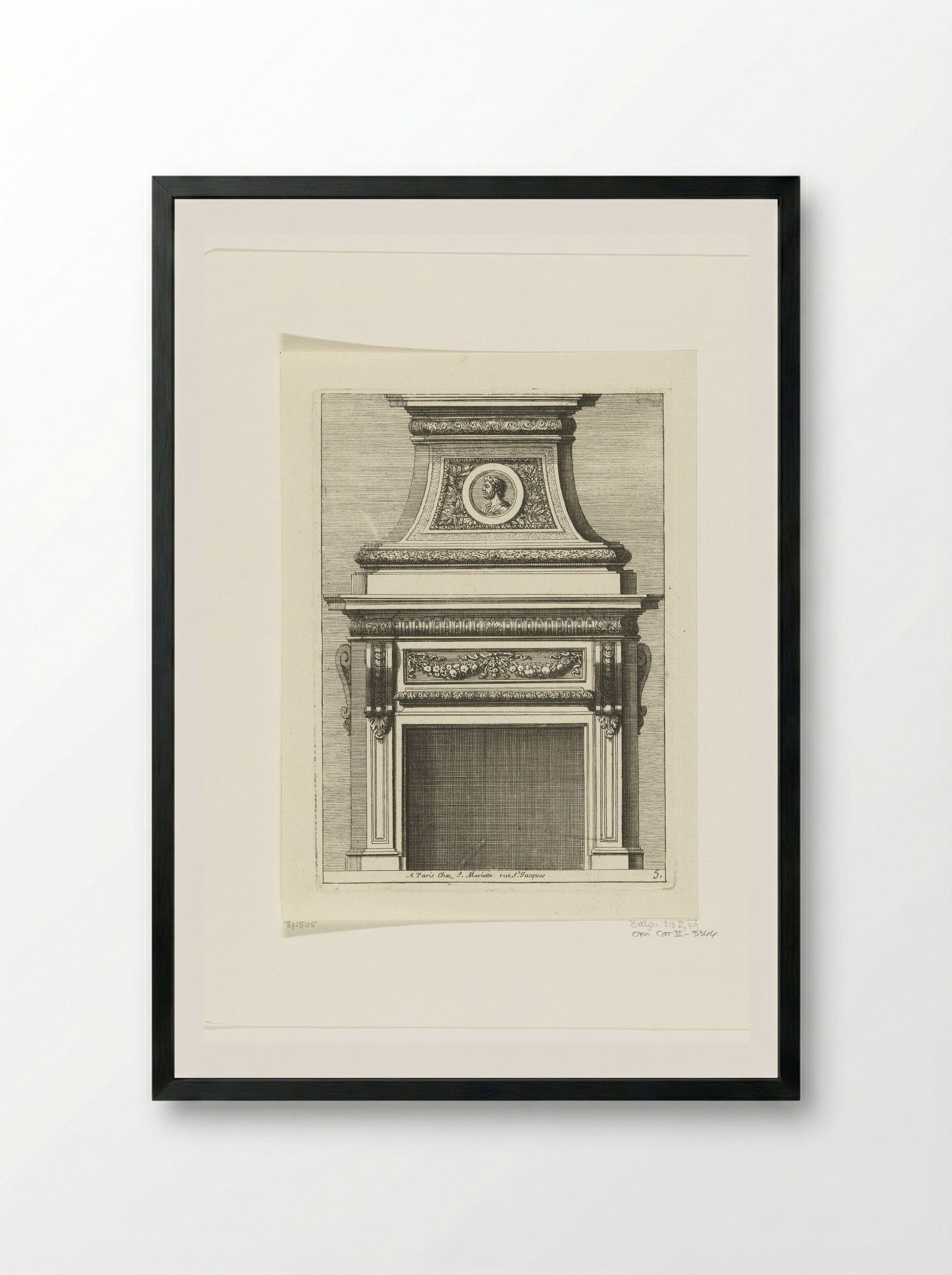 Onderboezem met portretmedaillon - Jean Lepautre - Framed Print Black