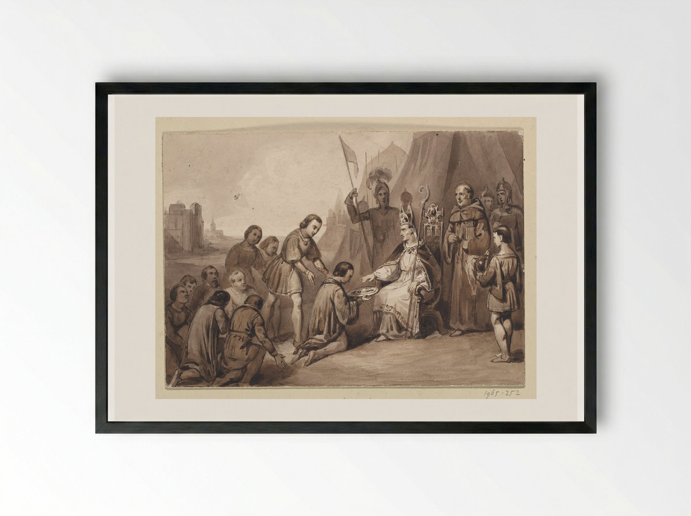 Onderwerping van Hendrik van Montfoort aan de bisschop van Utrecht - Johann Wilhelm Kaiser (I) - Framed Print Black