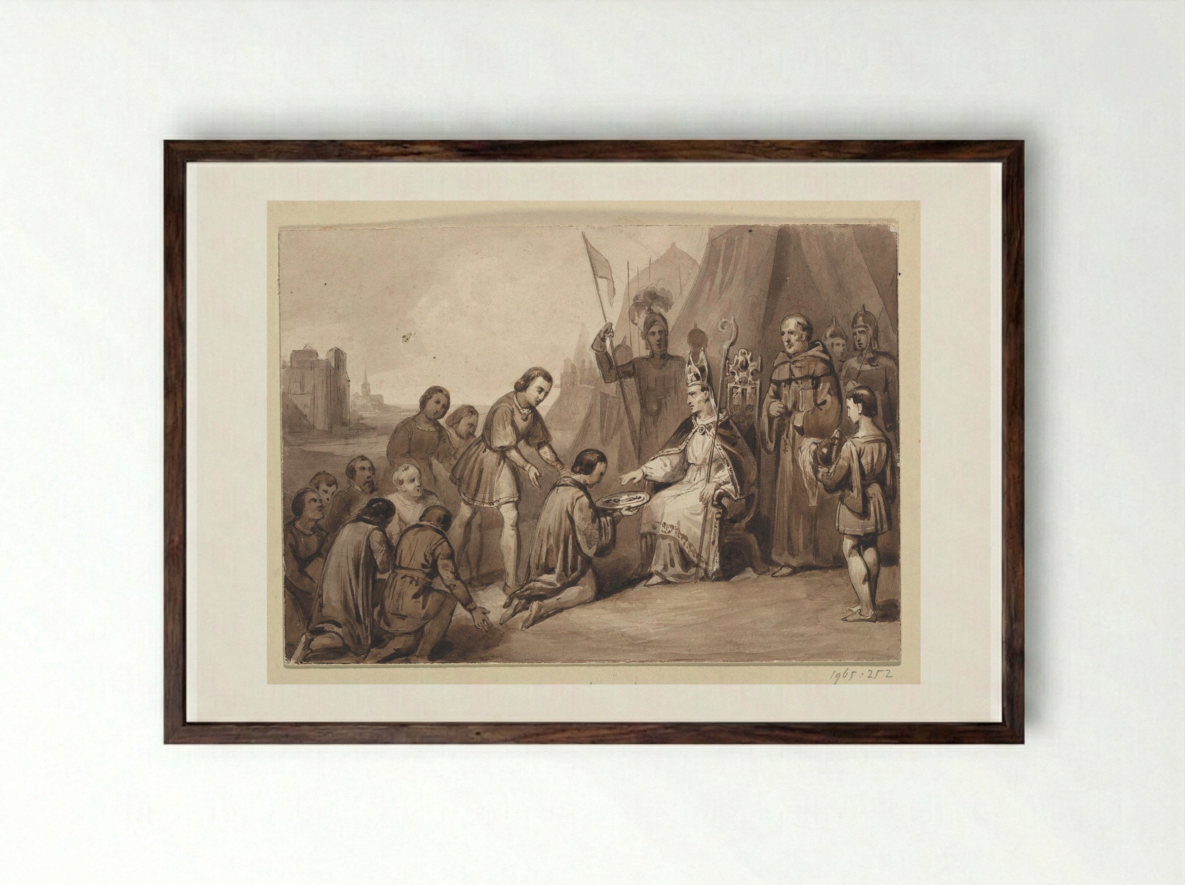 Onderwerping van Hendrik van Montfoort aan de bisschop van Utrecht - Johann Wilhelm Kaiser (I) - Framed Print Dark Wood