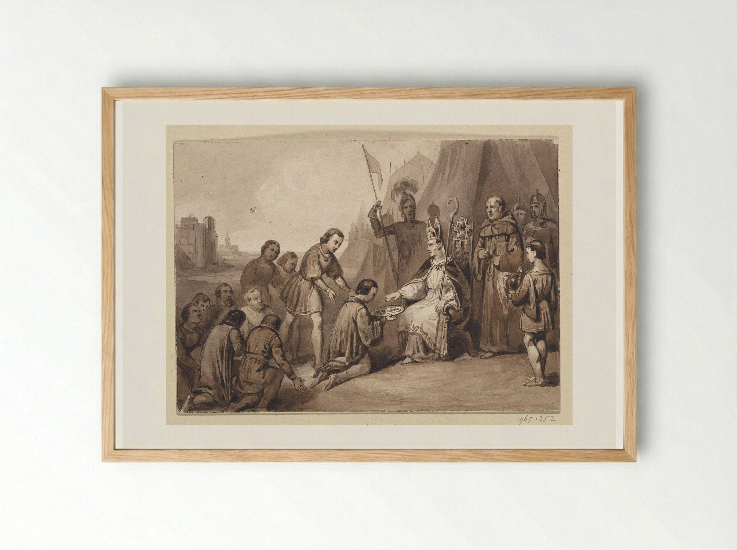 Onderwerping van Hendrik van Montfoort aan de bisschop van Utrecht - Johann Wilhelm Kaiser (I) - Framed Print Wood