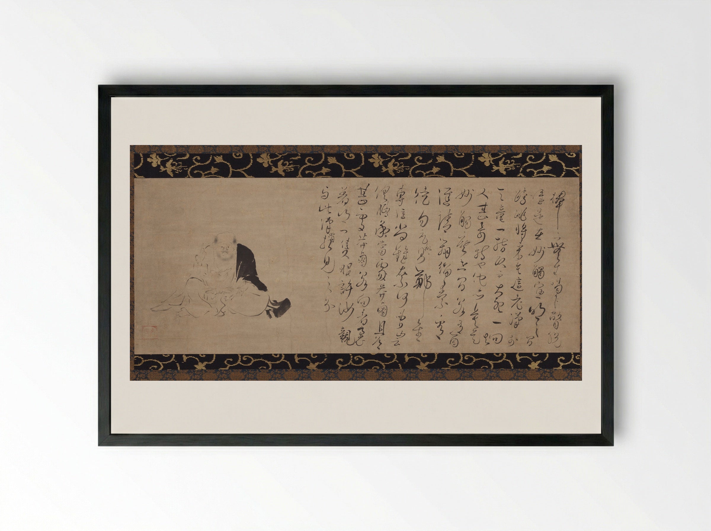 One-Finger Zen of Monk Chü-chih - Isshi Bunshu - Framed Print Black