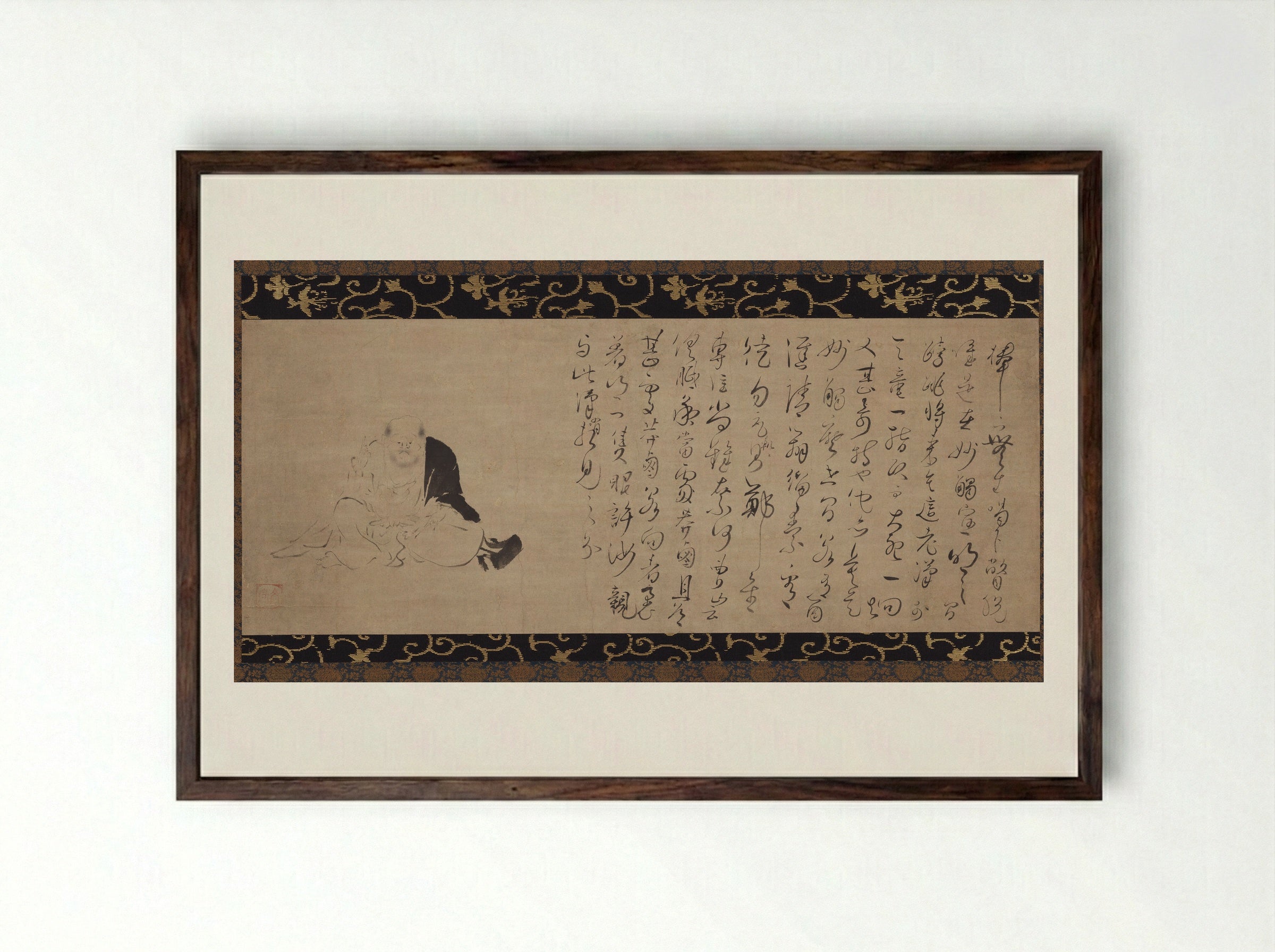 One-Finger Zen of Monk Chü-chih - Isshi Bunshu - Framed Print Dark Wood