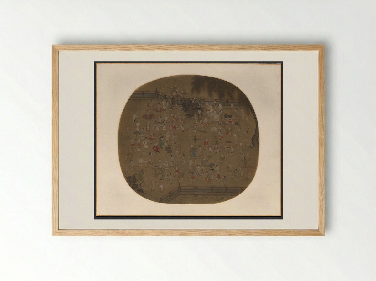 One Hundred Children at Play - Su Hanchen - Framed Print Wood