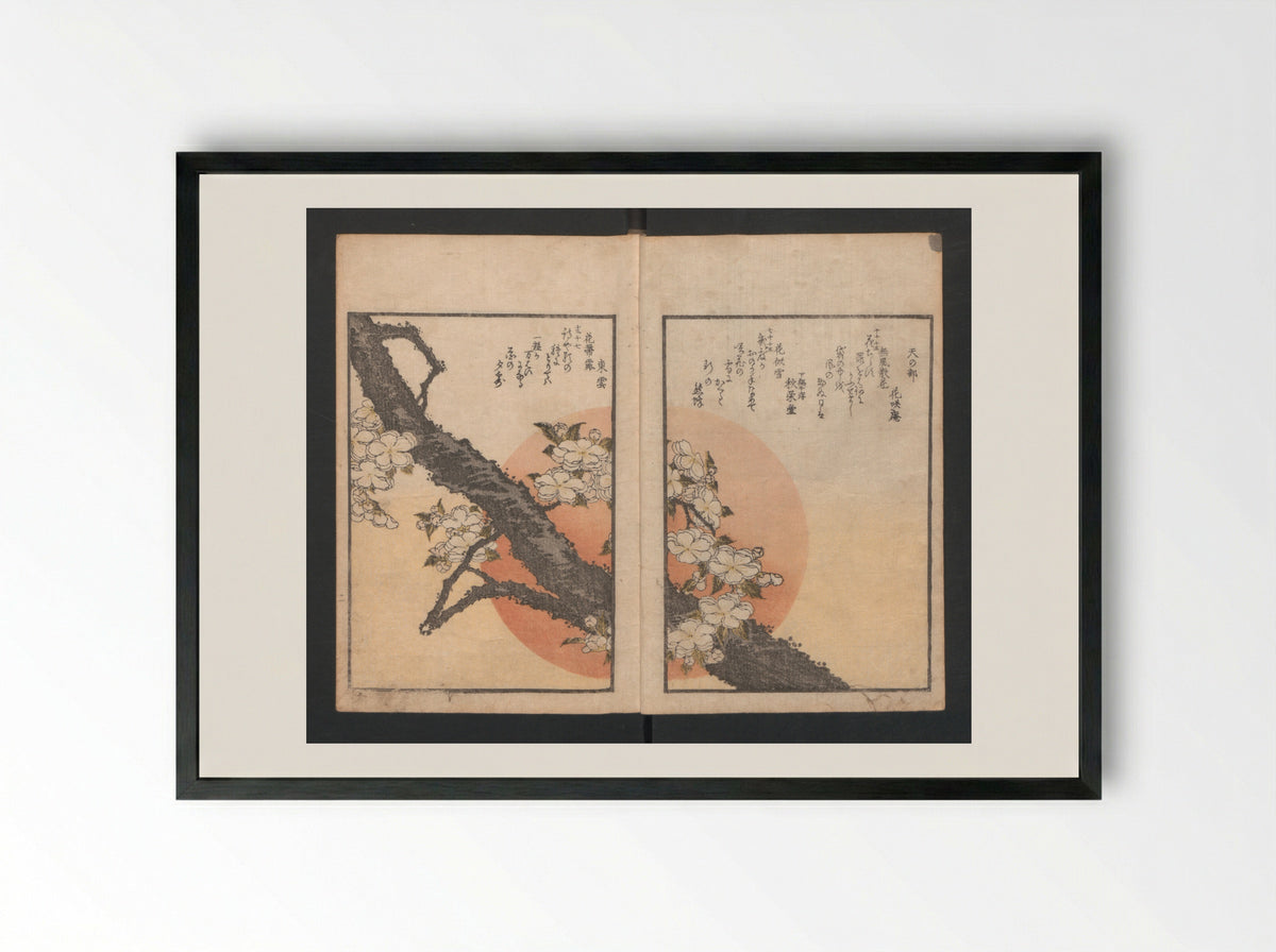 One Hundred Comic Poems of the Flower - Totoya Hokkei - Framed Print Black