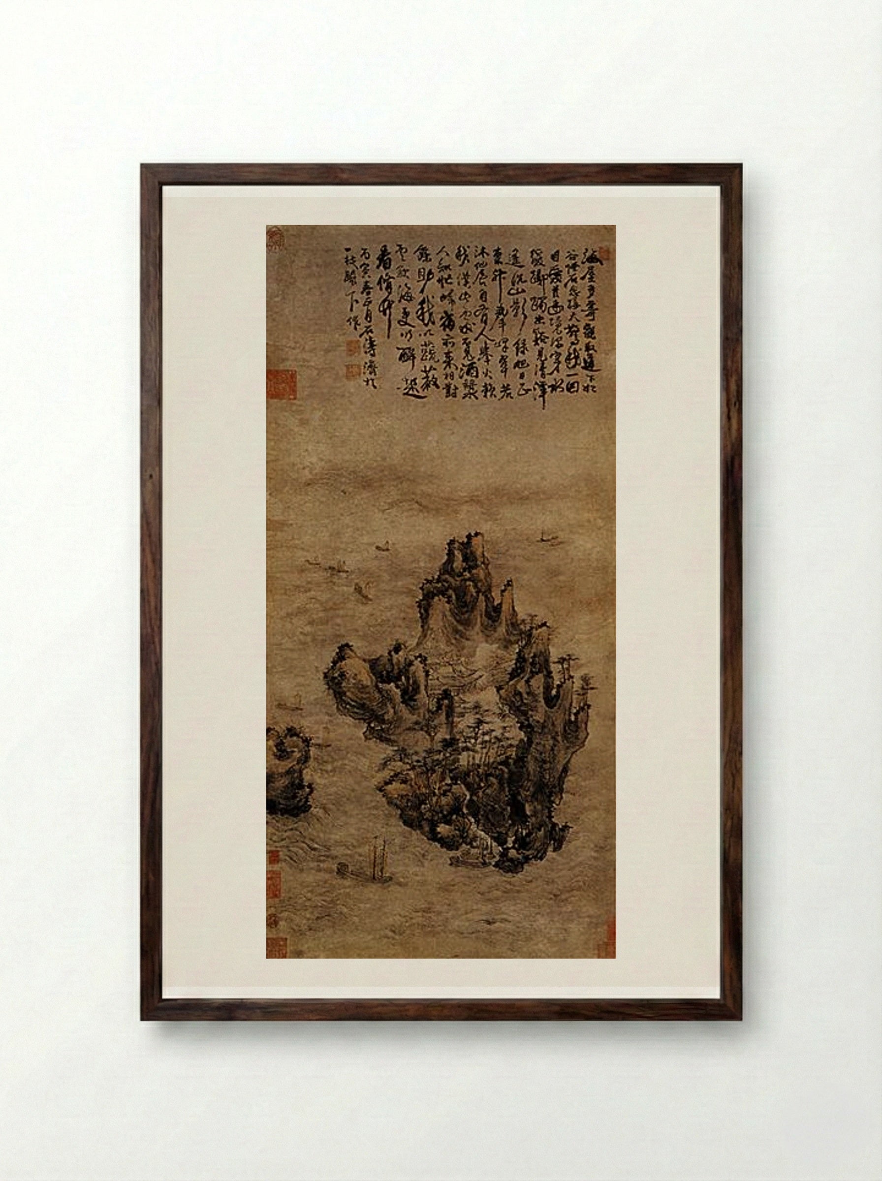 One Remains at Large - Shitao - Framed Print Dark Wood