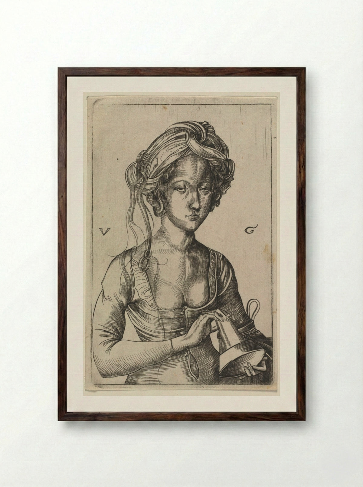 One of the Foolish Virgins - Urs Graf the Elder - Framed Print Dark Wood