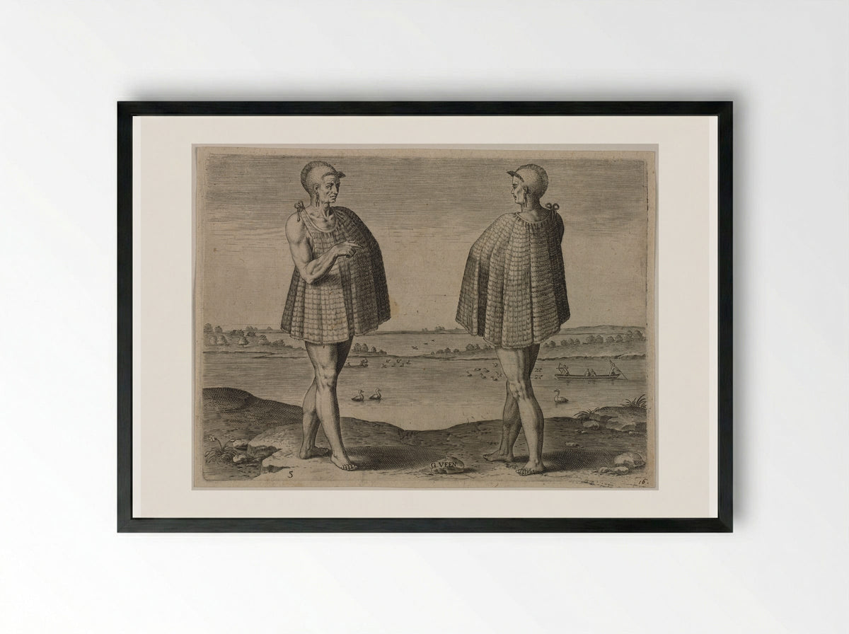One of the Religios men in the Town of Secota - Theodor de Bry - Framed Print Black