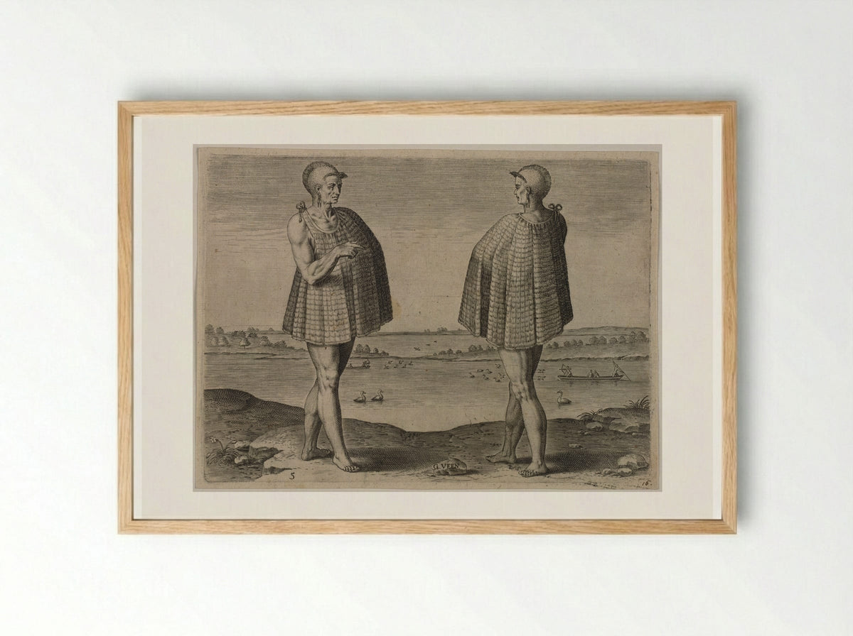 One of the Religios men in the Town of Secota - Theodor de Bry - Framed Print Wood
