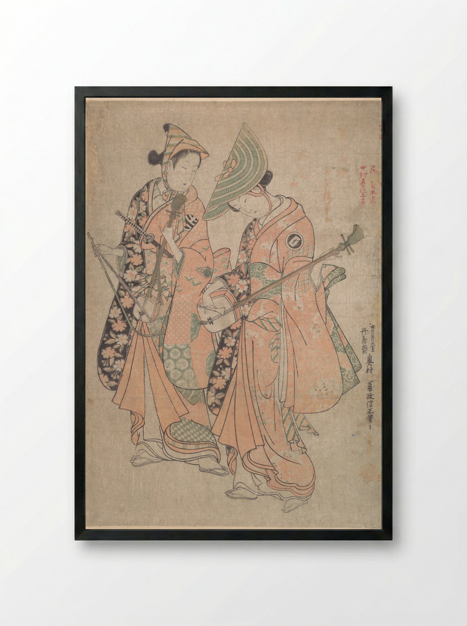 Onoe Kikugorō and Nakamura Kiyosaburō - Okumura Masanobu - Framed Print Black