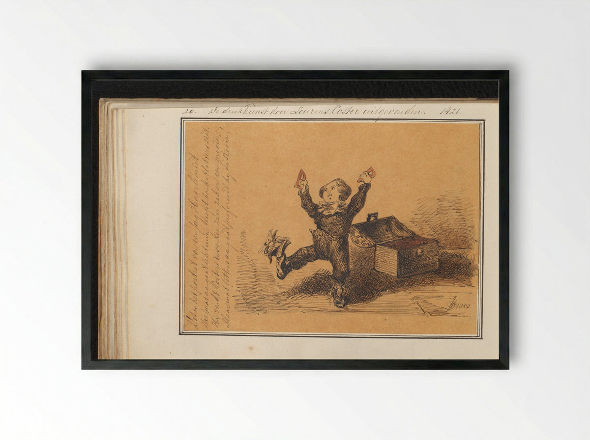 Ontdekking van de drukkunst door Laurens Janszoon Coster - Jacob van Lennep - Framed Print Black